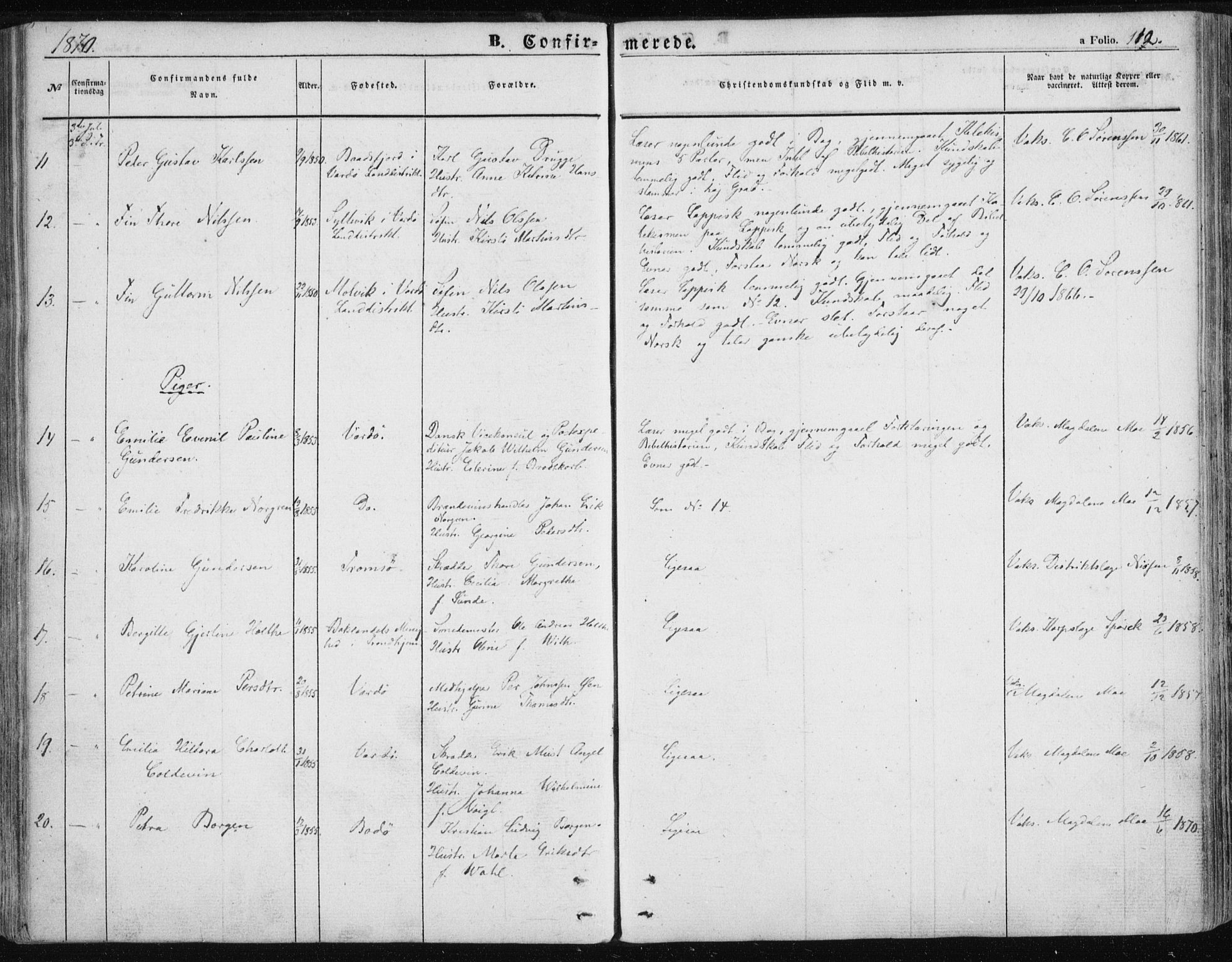 Vardø sokneprestkontor, SATØ/S-1332/H/Ha/L0004kirke: Parish register (official) no. 4, 1862-1871, p. 112