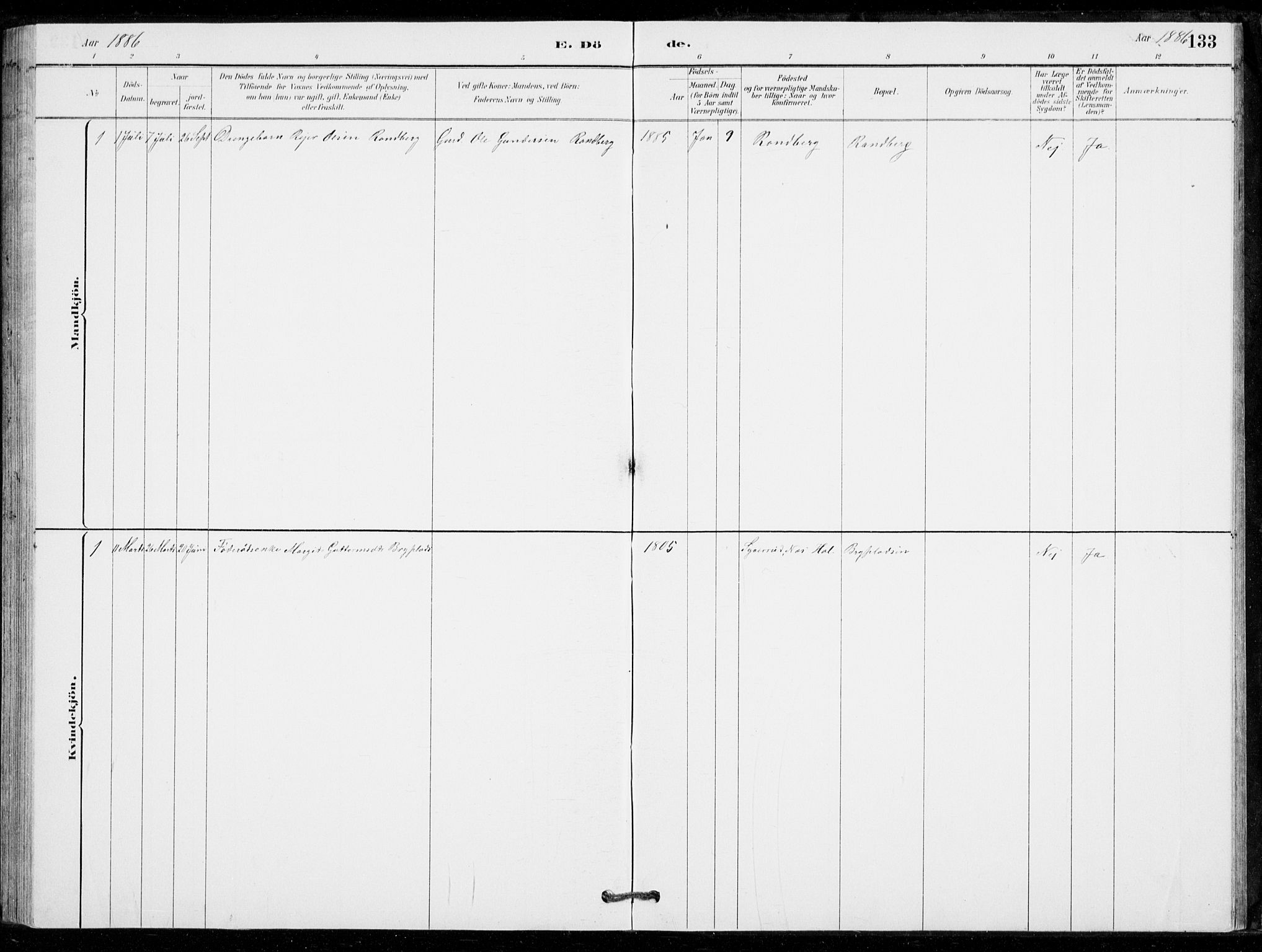 Nore kirkebøker, SAKO/A-238/G/Gc/L0003: Parish register (copy) no. III 3, 1881-1941, p. 133