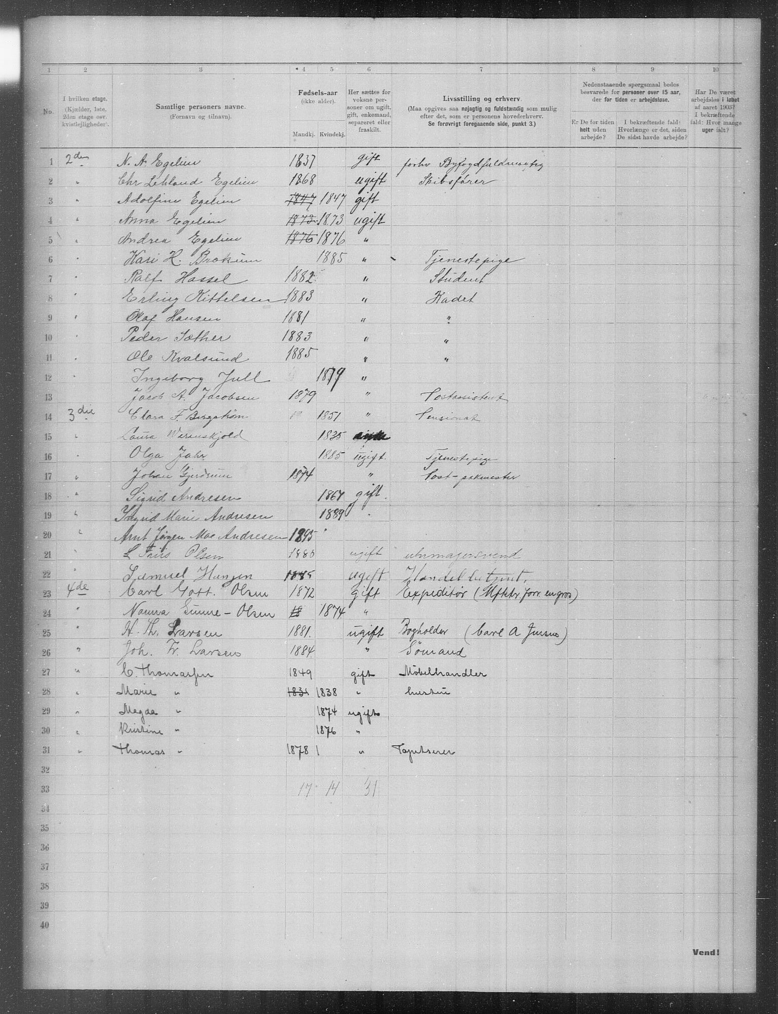 OBA, Municipal Census 1903 for Kristiania, 1903, p. 11050