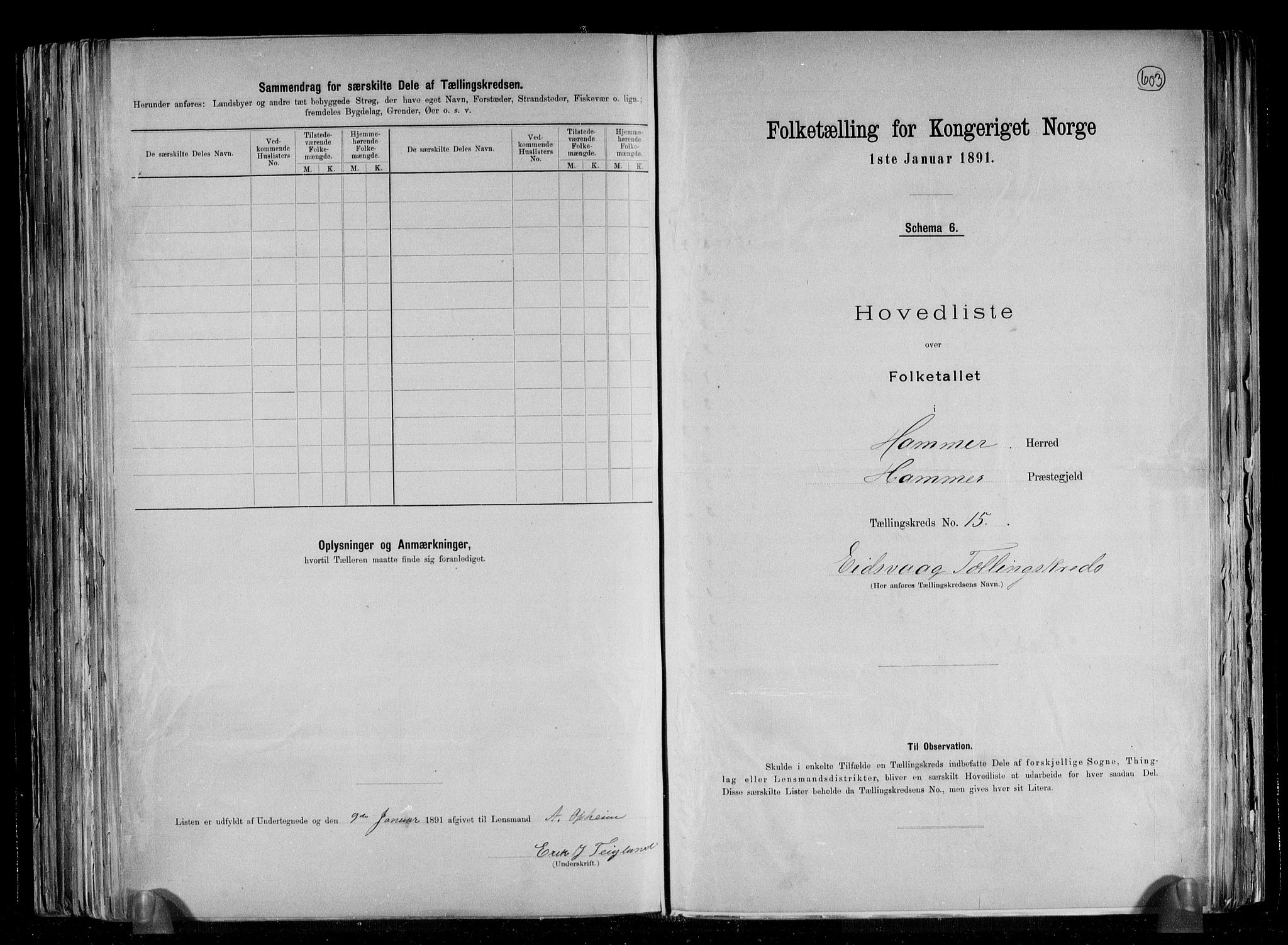 RA, 1891 census for 1254 Hamre, 1891, p. 37