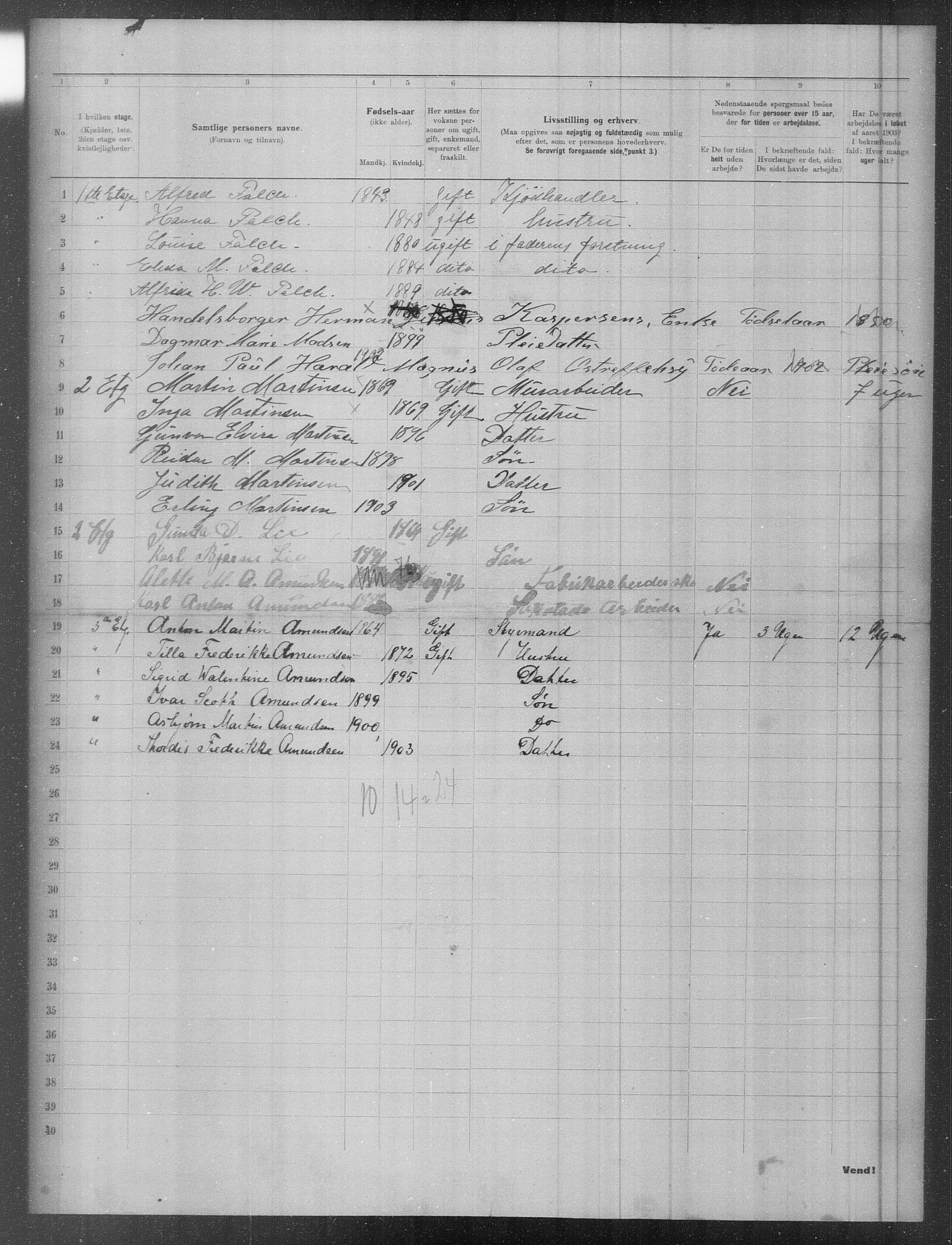 OBA, Municipal Census 1903 for Kristiania, 1903, p. 6700