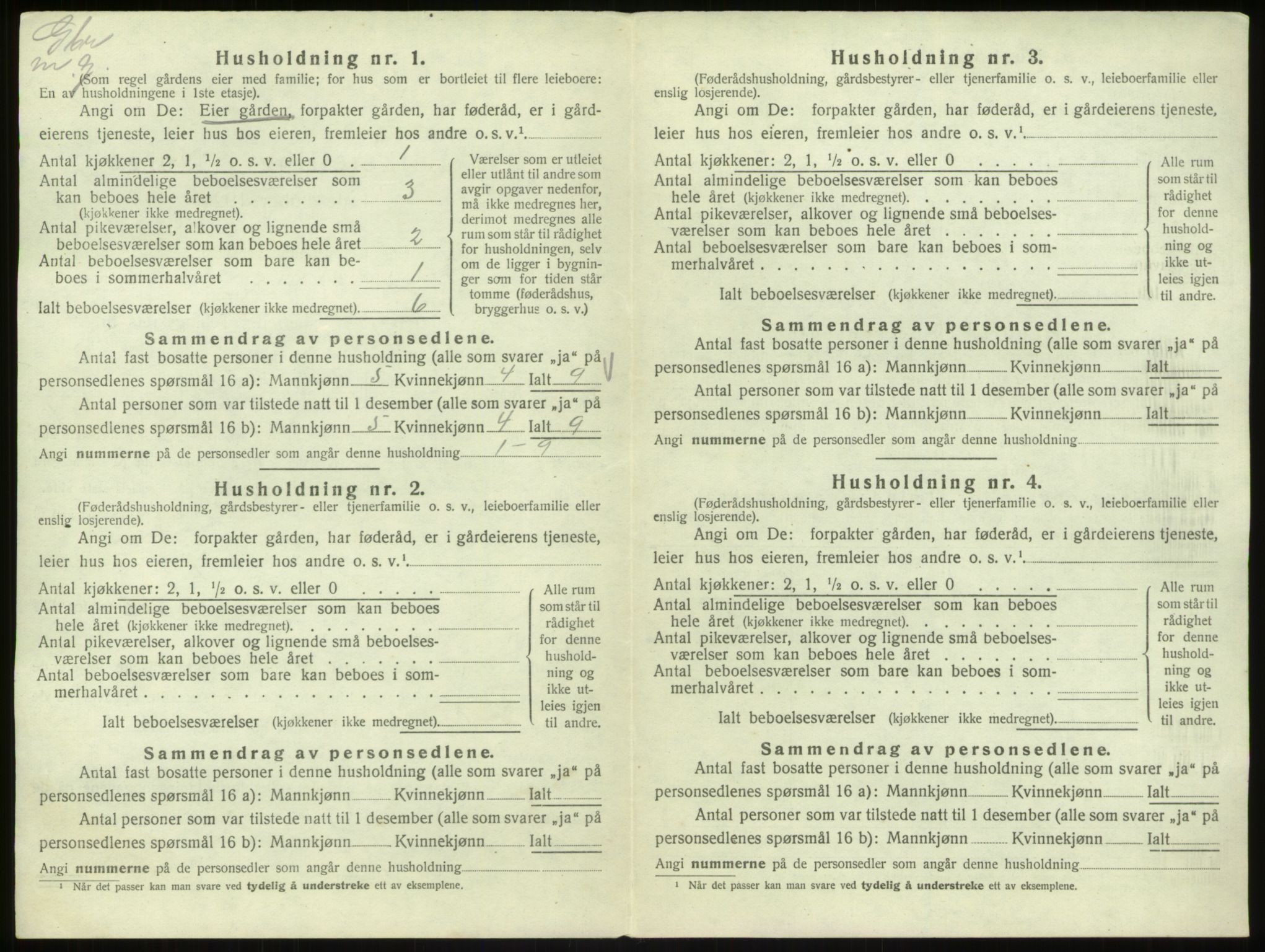 SAB, 1920 census for Hosanger, 1920, p. 877