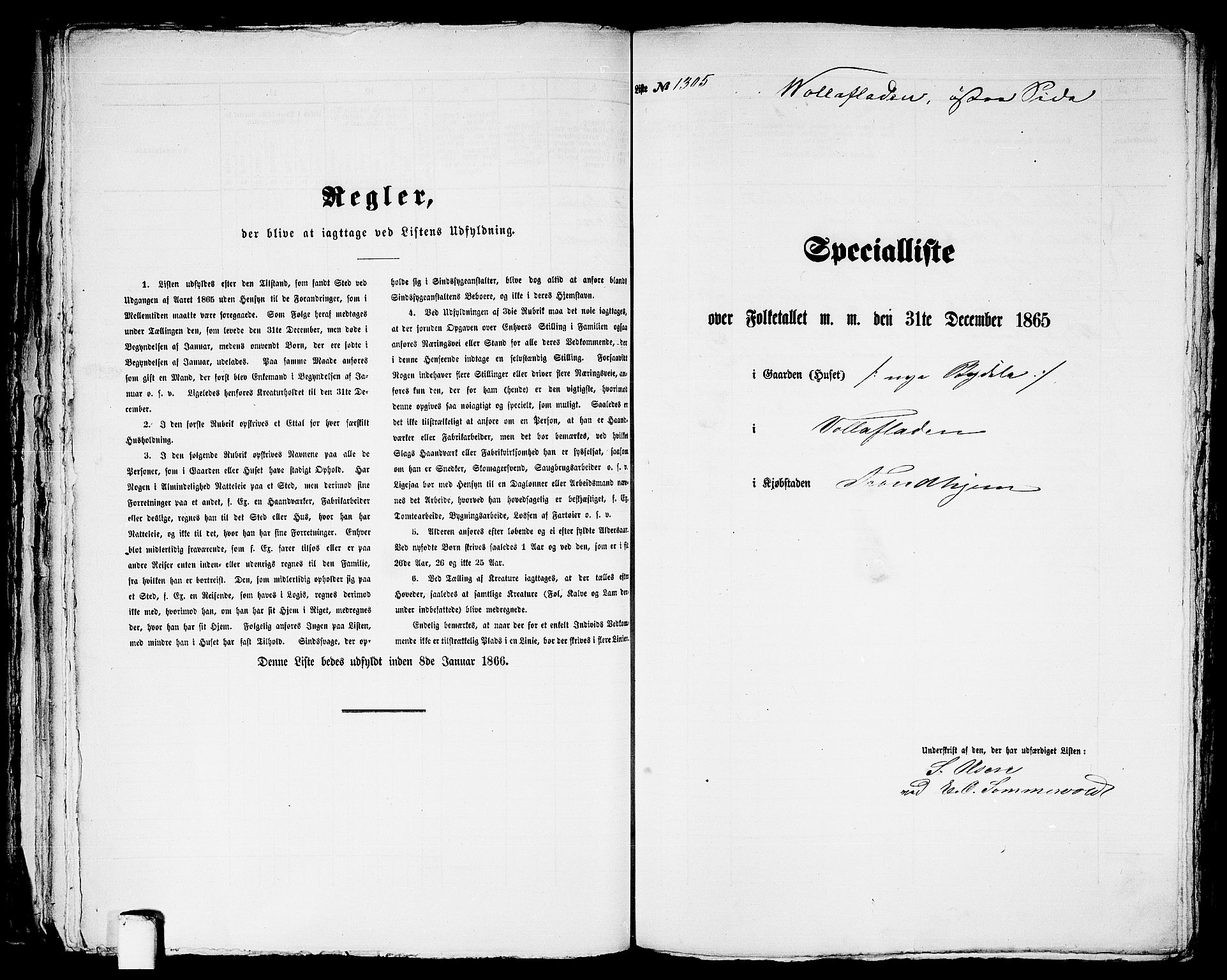 RA, 1865 census for Trondheim, 1865, p. 2709