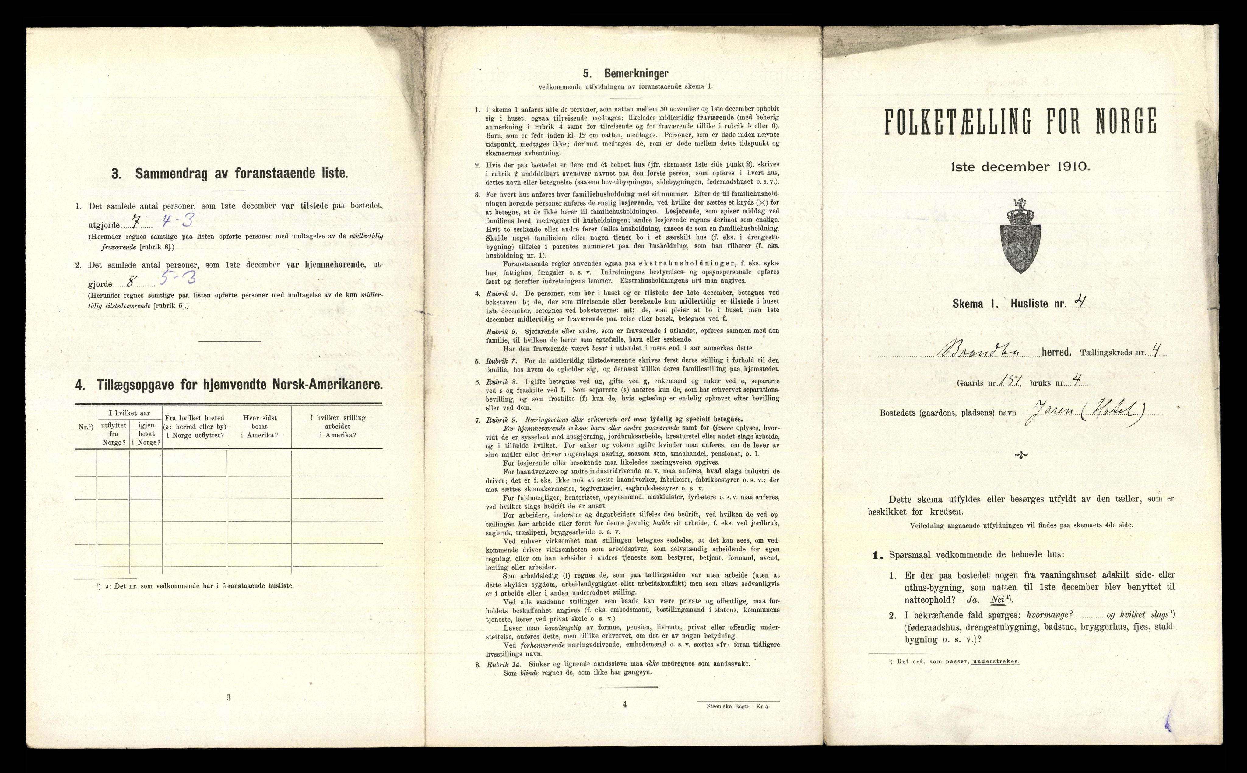 RA, 1910 census for Brandbu, 1910, p. 1398