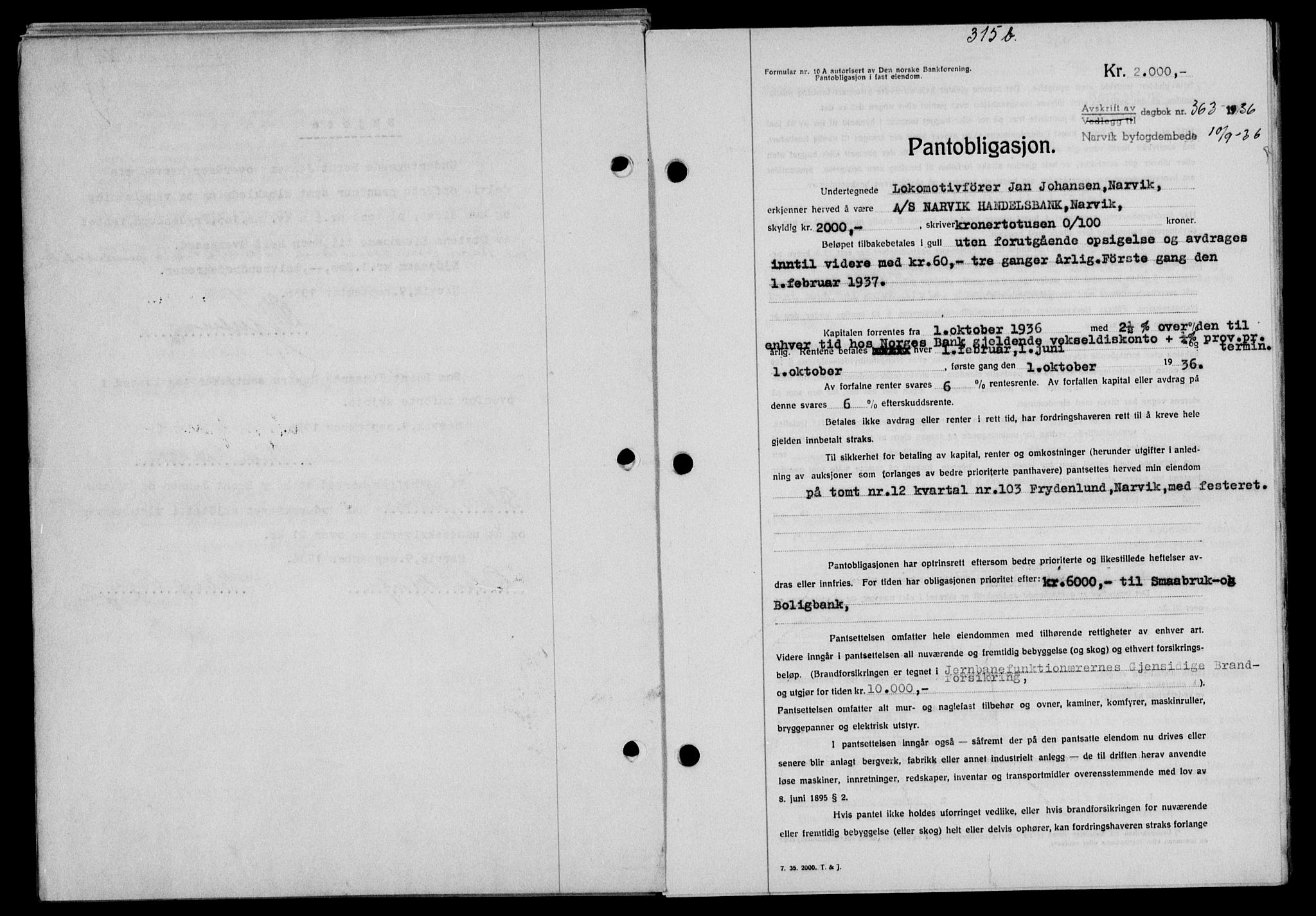 Narvik sorenskriveri, SAT/A-0002/1/2/2C/2Ca/L0011: Mortgage book no. 14, 1935-1937, Deed date: 10.09.1936