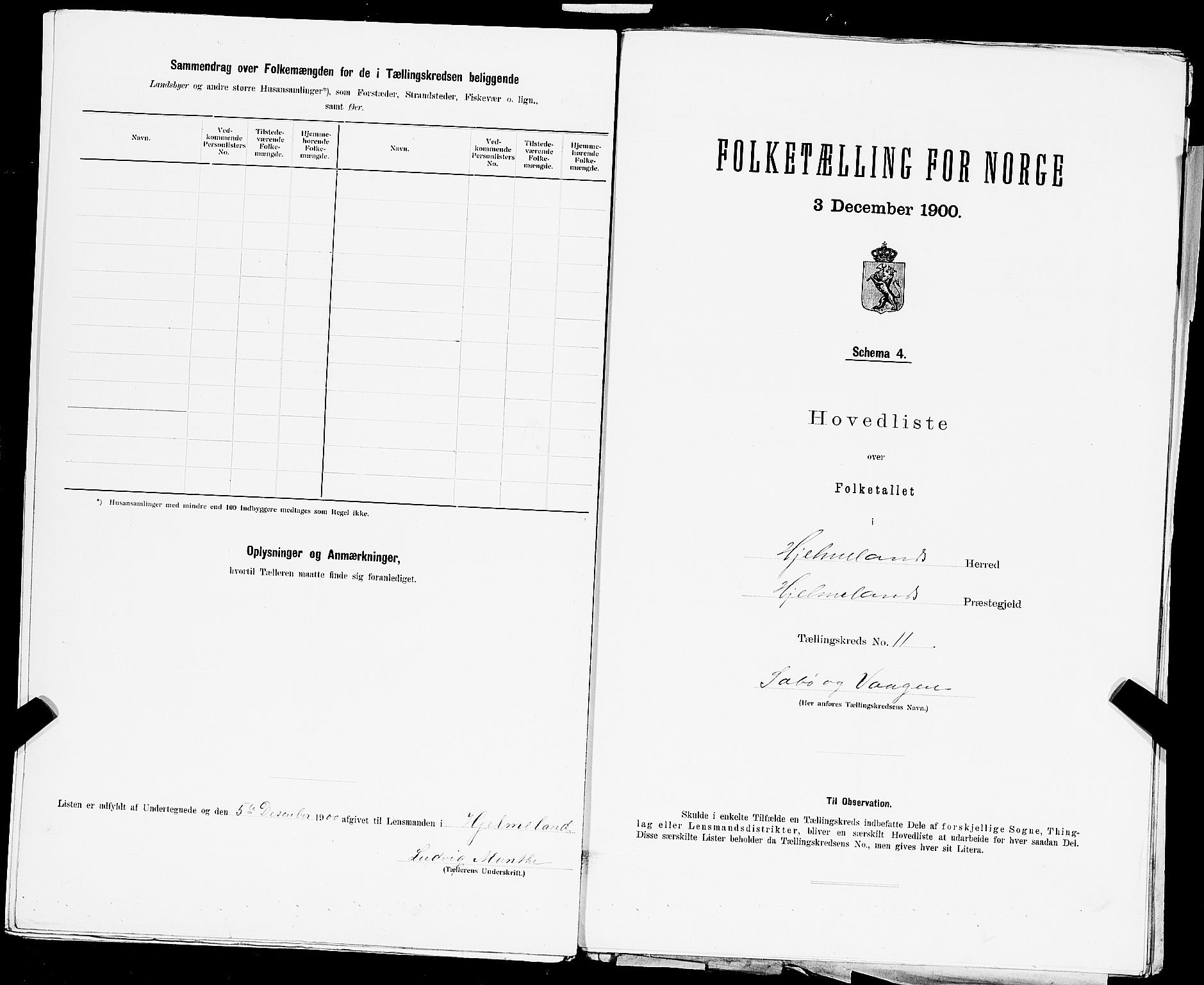 SAST, 1900 census for Hjelmeland, 1900, p. 39