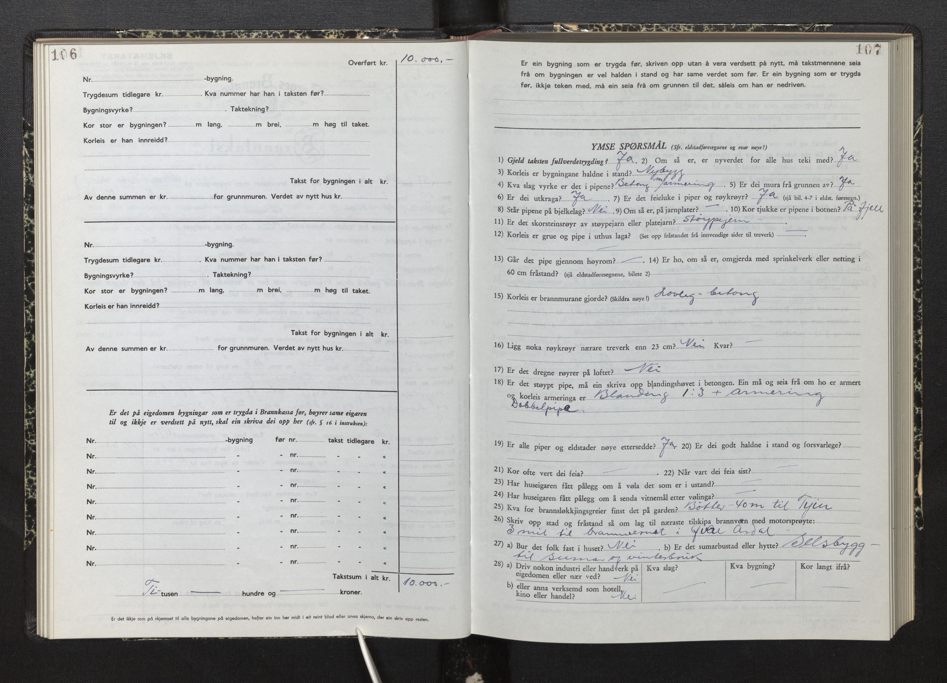 Lensmannen i Årdal, AV/SAB-A-30501/0012/L0012: Branntakstprotokoll, skjematakst, 1949-1955, p. 106-107