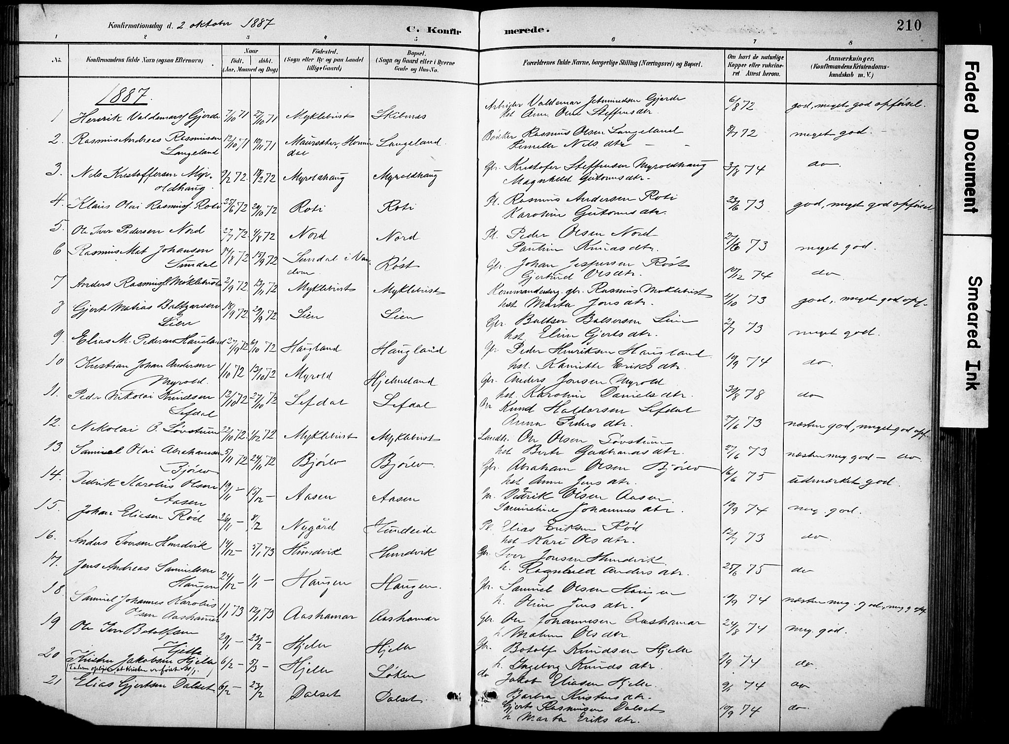 Eid sokneprestembete, AV/SAB-A-82301/H/Hab/Habb/L0002: Parish register (copy) no. B 2, 1882-1907, p. 210