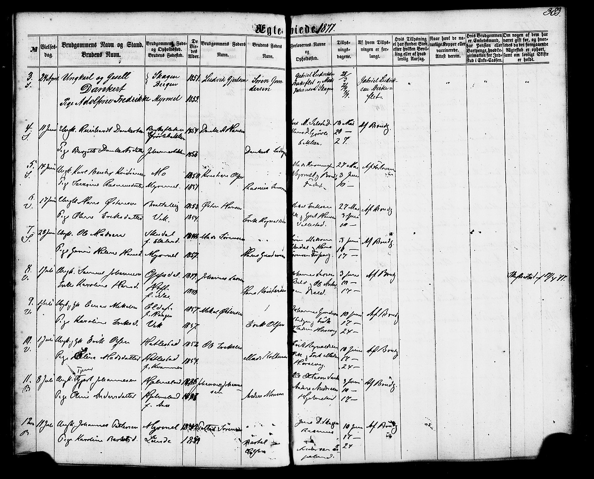 Gaular sokneprestembete, SAB/A-80001/H/Haa: Parish register (official) no. A 5, 1860-1881, p. 383