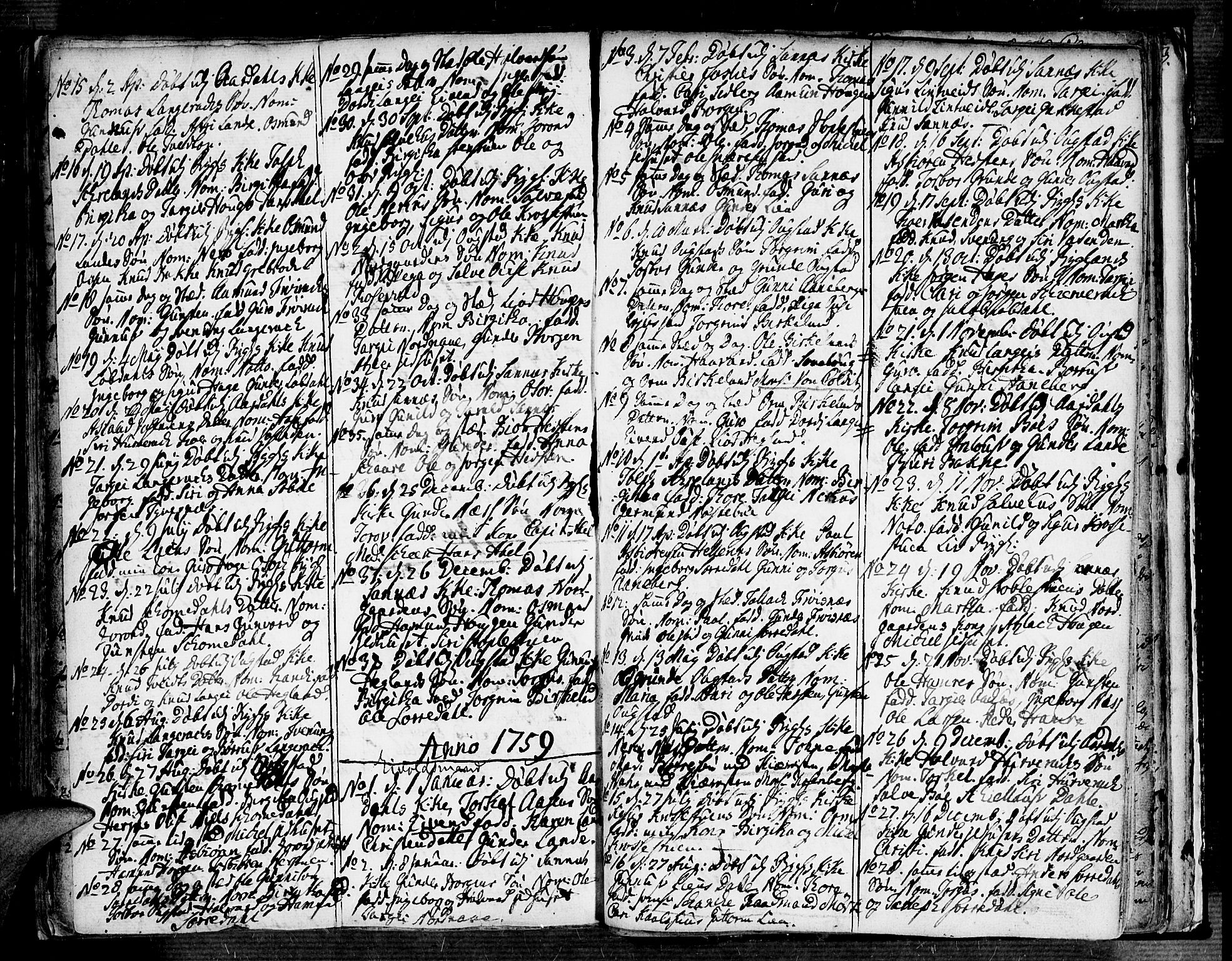 Bygland sokneprestkontor, AV/SAK-1111-0006/F/Fa/Fab/L0001: Parish register (official) no. A 1, 1725-1766