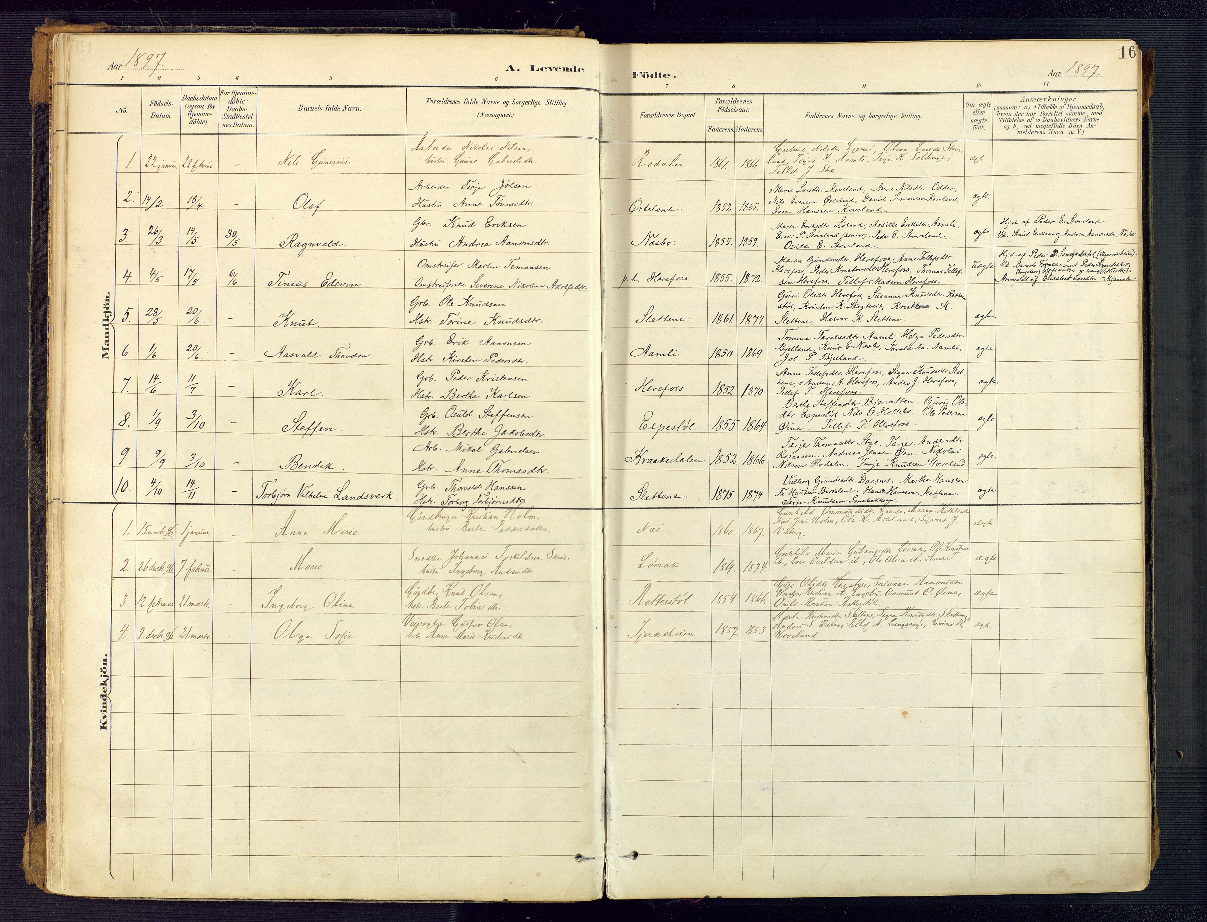 Herefoss sokneprestkontor, AV/SAK-1111-0019/F/Fa/Faa/L0003: Parish register (official) no. A 3, 1887-1930, p. 16