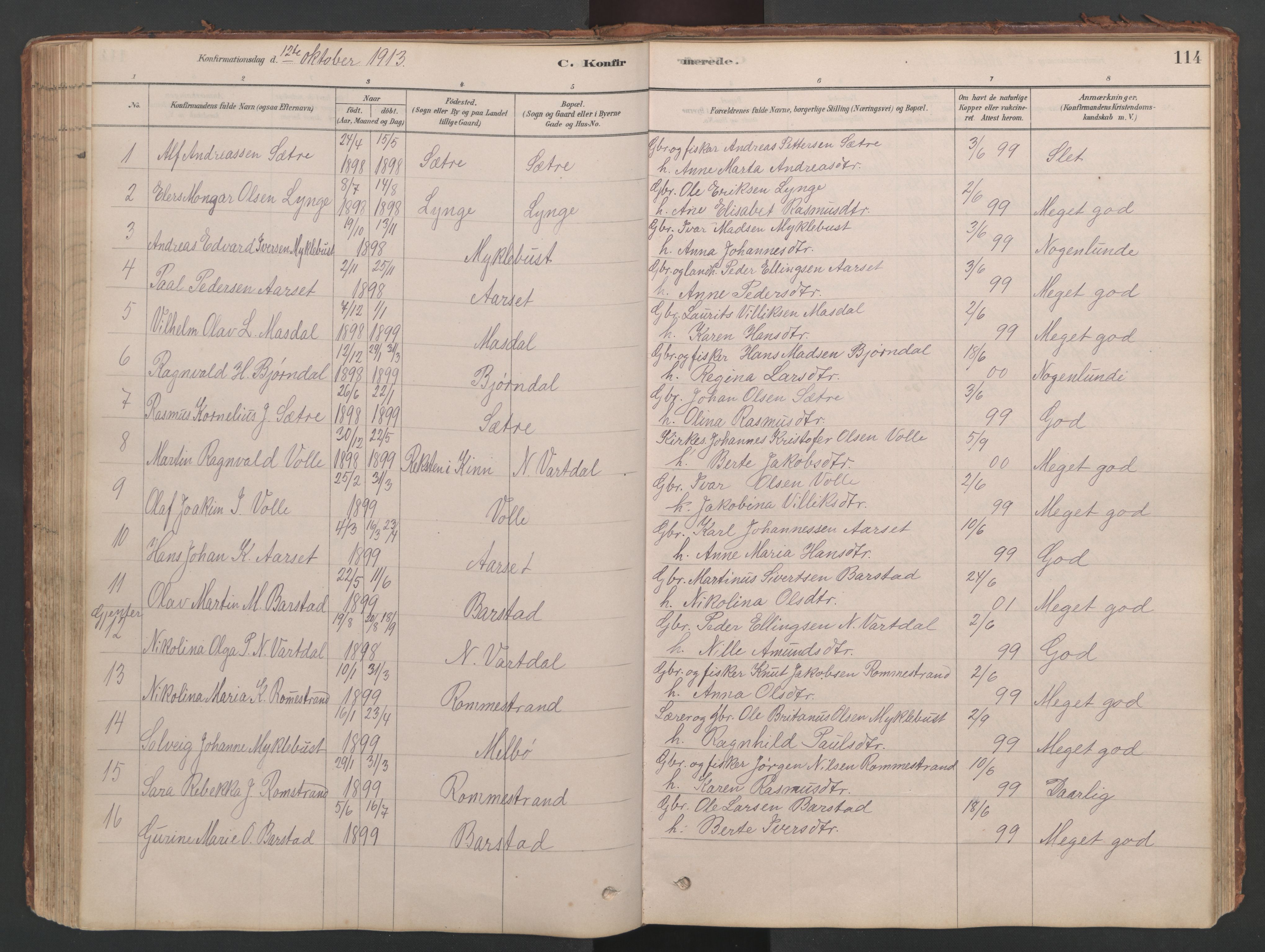 Ministerialprotokoller, klokkerbøker og fødselsregistre - Møre og Romsdal, AV/SAT-A-1454/514/L0201: Parish register (copy) no. 514C01, 1878-1919, p. 114