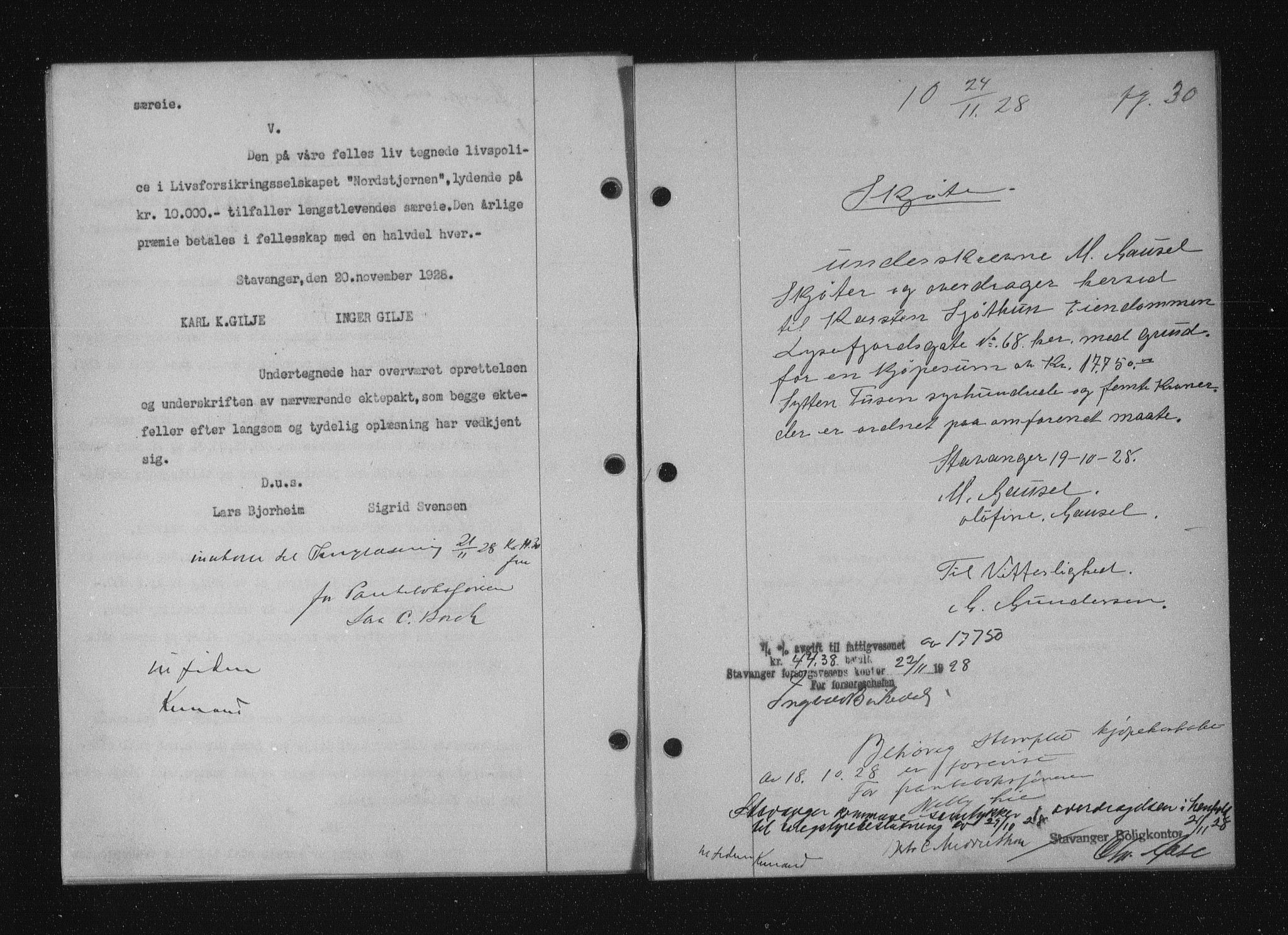 Stavanger byfogd, SAST/A-101408/001/4/41/410/410BB/L0055: Mortgage book no. 43, 1928-1929, Deed date: 24.11.1928