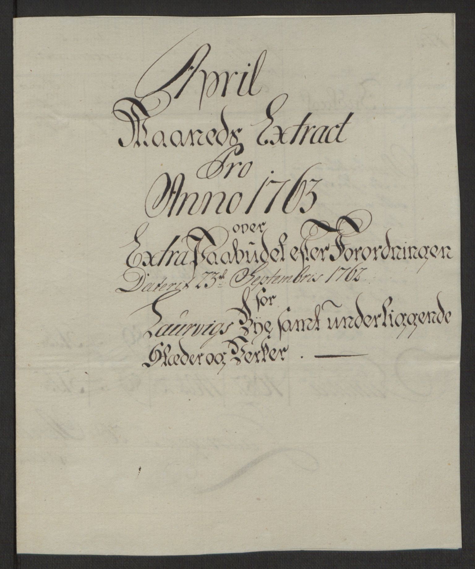 Rentekammeret inntil 1814, Reviderte regnskaper, Byregnskaper, AV/RA-EA-4066/R/Ri/L0183/0001: [I4] Kontribusjonsregnskap / Ekstraskatt, 1762-1768, p. 135