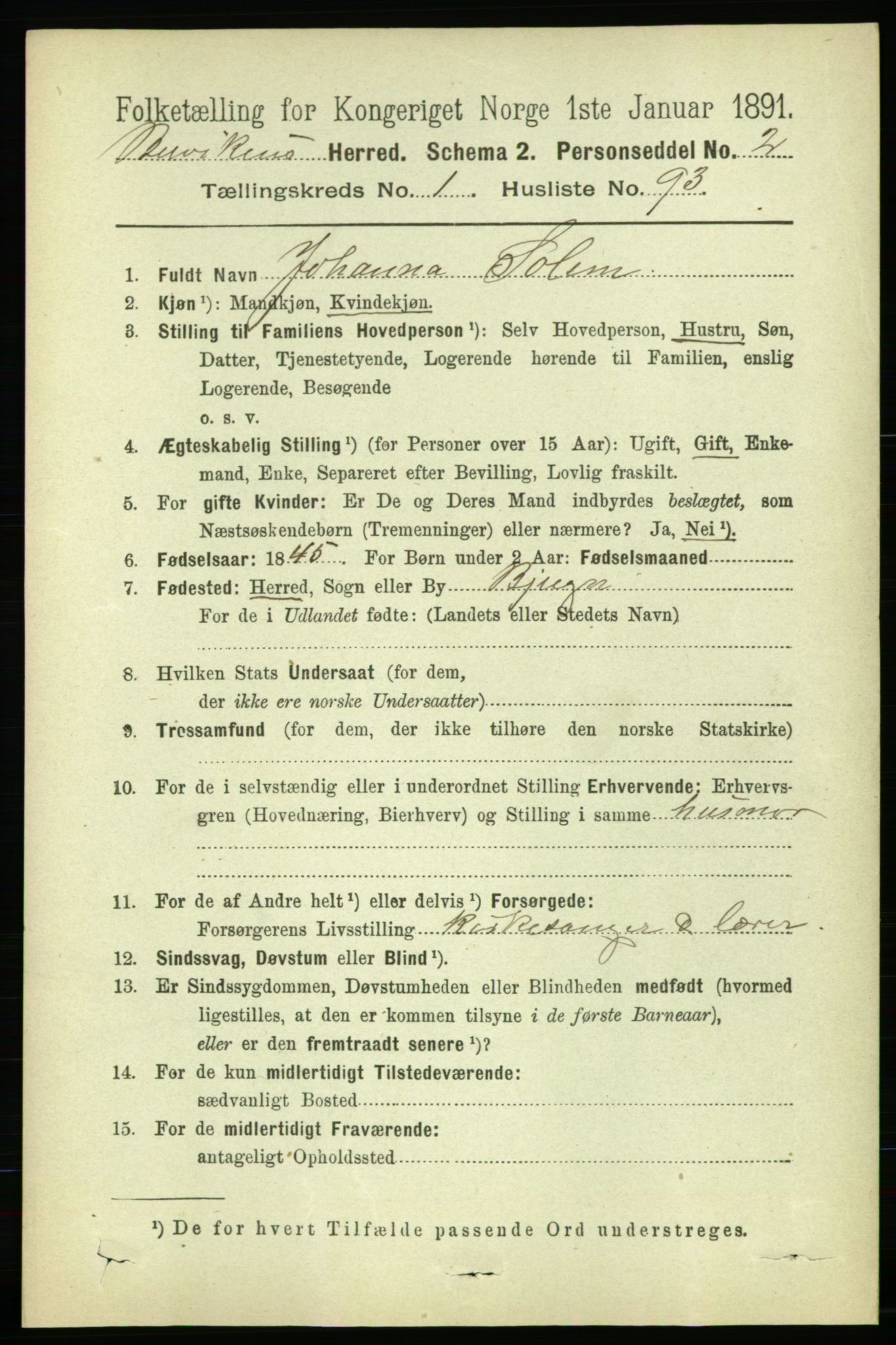 RA, 1891 census for 1656 Buvik, 1891, p. 547