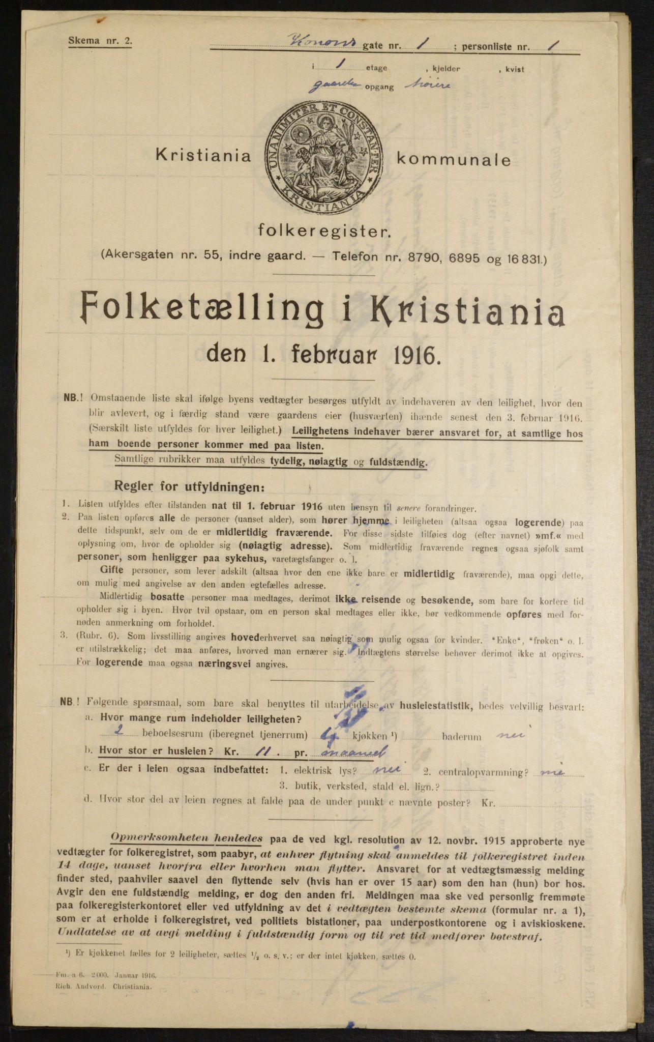 OBA, Municipal Census 1916 for Kristiania, 1916, p. 54131