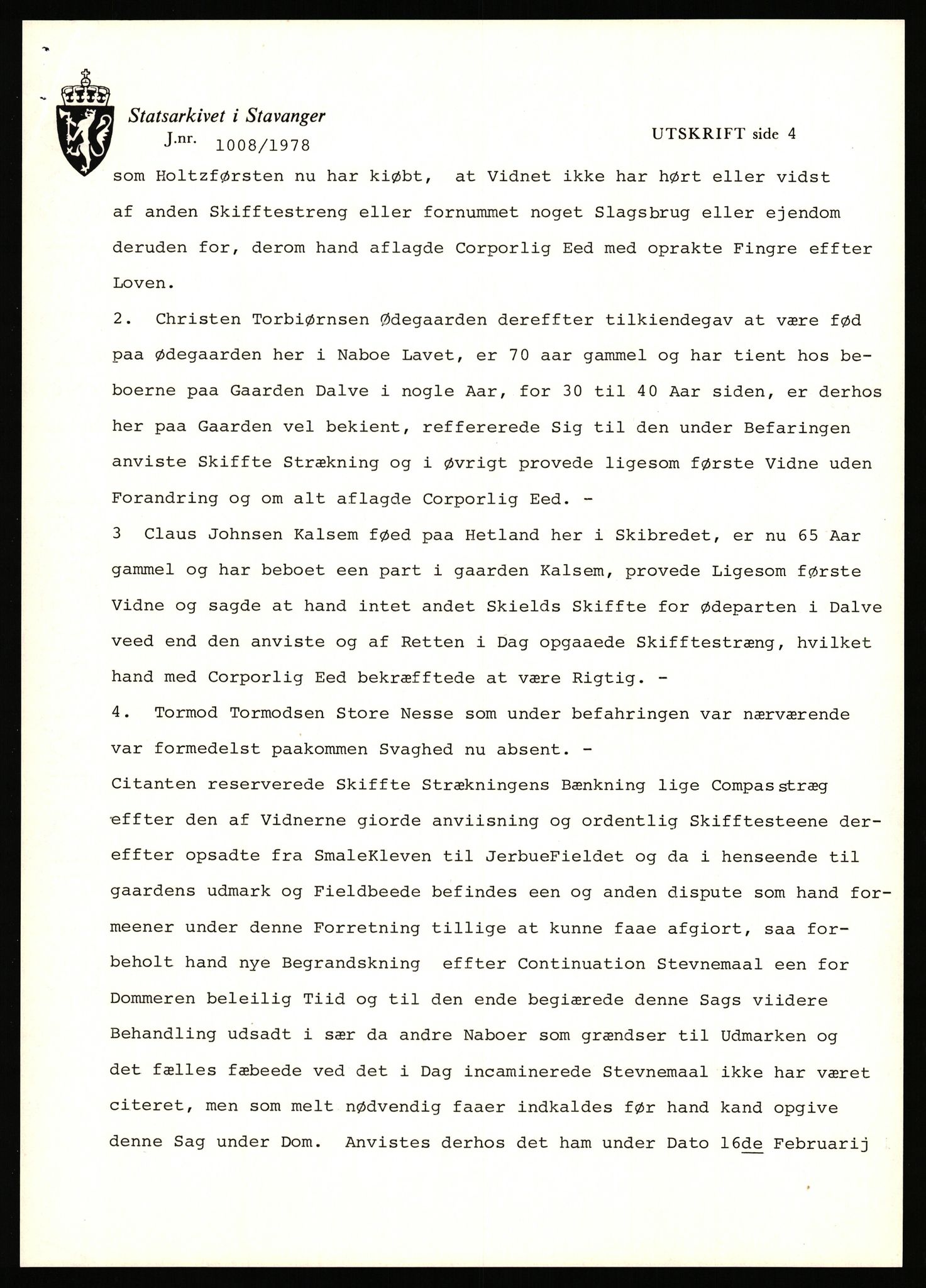 Statsarkivet i Stavanger, AV/SAST-A-101971/03/Y/Yj/L0014: Avskrifter sortert etter gårdsnanv: Dalve - Dyrland, 1750-1930, p. 30