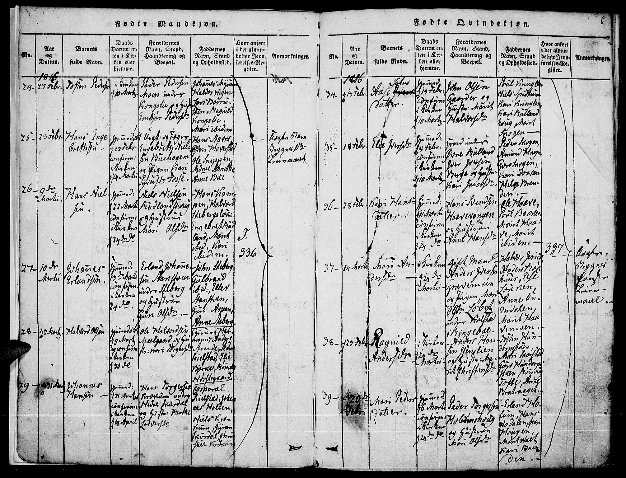 Fron prestekontor, AV/SAH-PREST-078/H/Ha/Haa/L0002: Parish register (official) no. 2, 1816-1827, p. 6