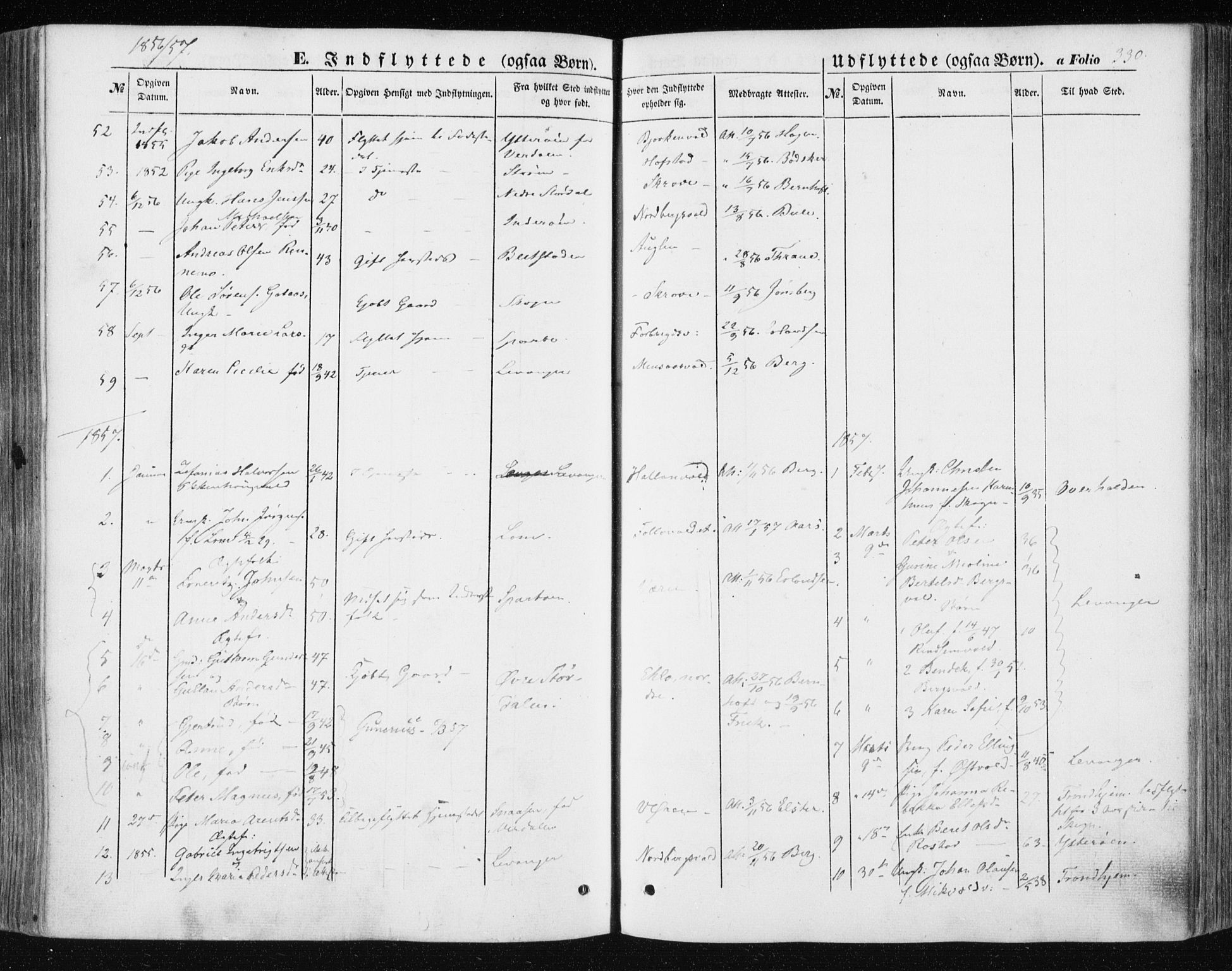 Ministerialprotokoller, klokkerbøker og fødselsregistre - Nord-Trøndelag, SAT/A-1458/723/L0240: Parish register (official) no. 723A09, 1852-1860, p. 330