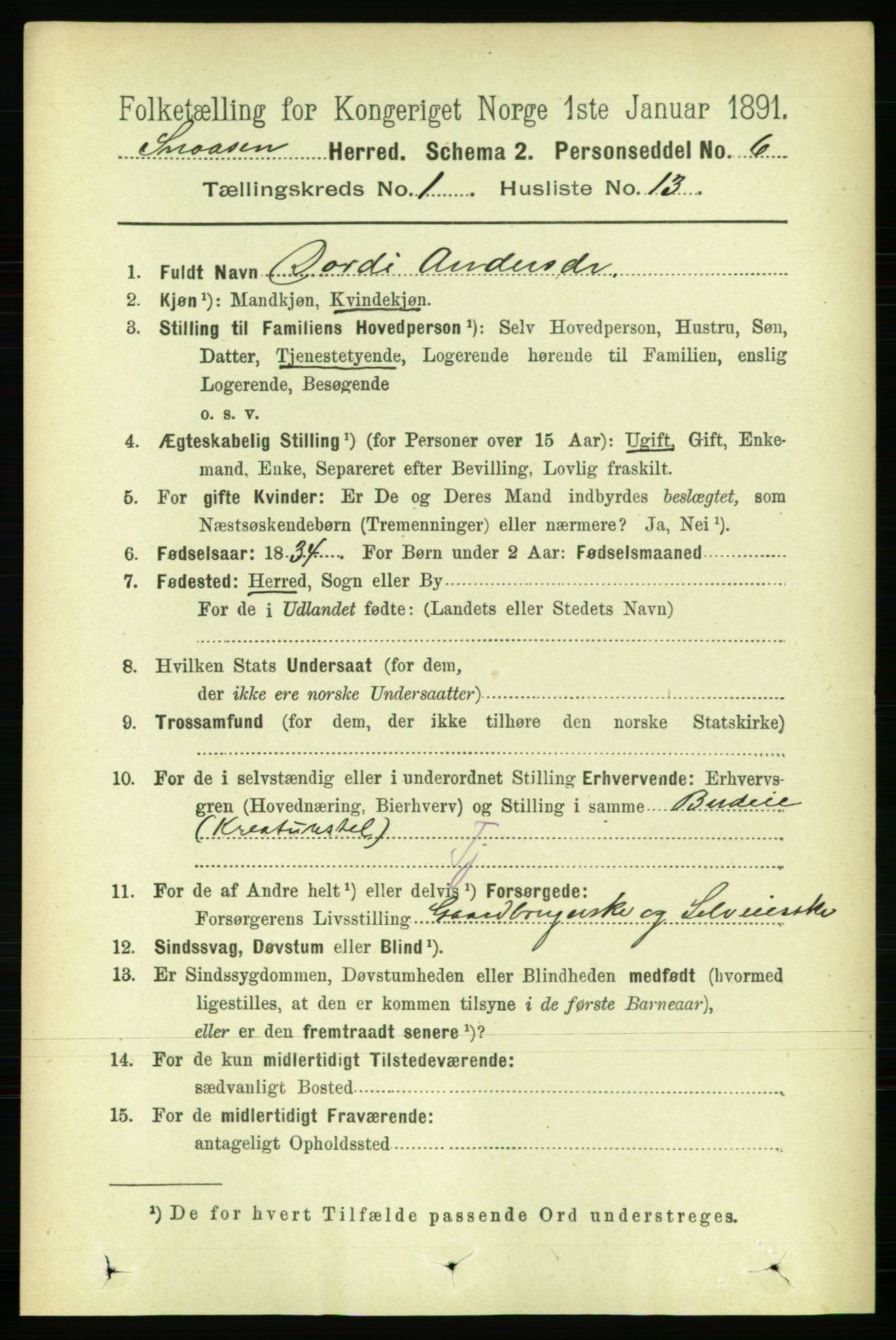 RA, 1891 census for 1736 Snåsa, 1891, p. 151