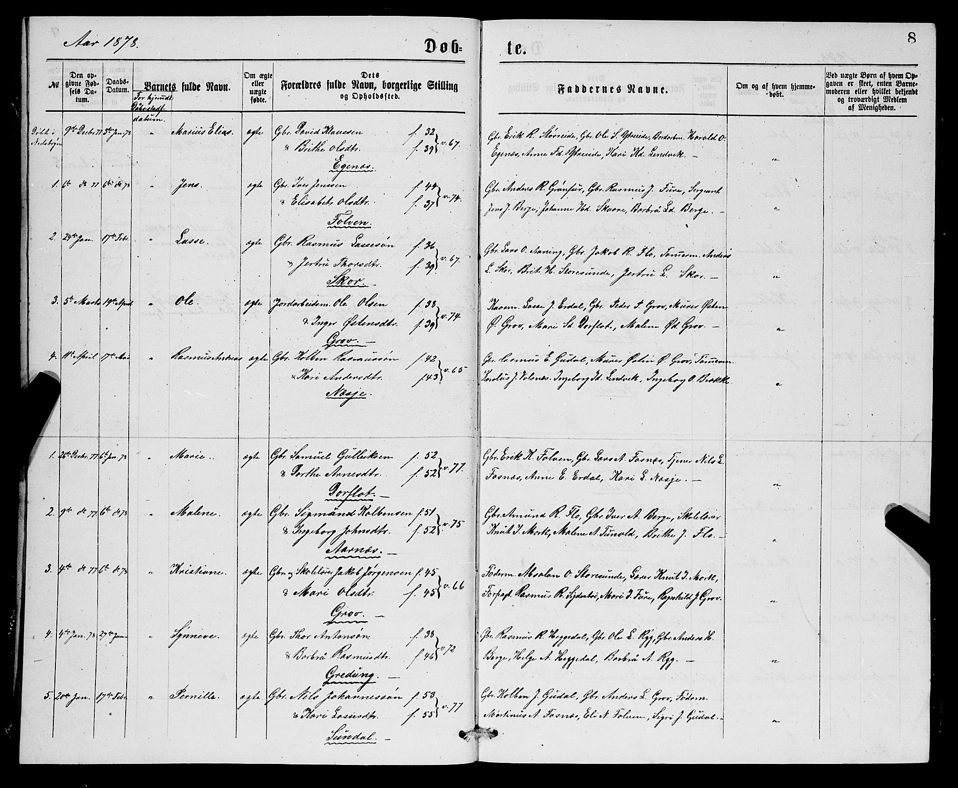 Stryn Sokneprestembete, AV/SAB-A-82501: Parish register (copy) no. C 2, 1877-1881, p. 8