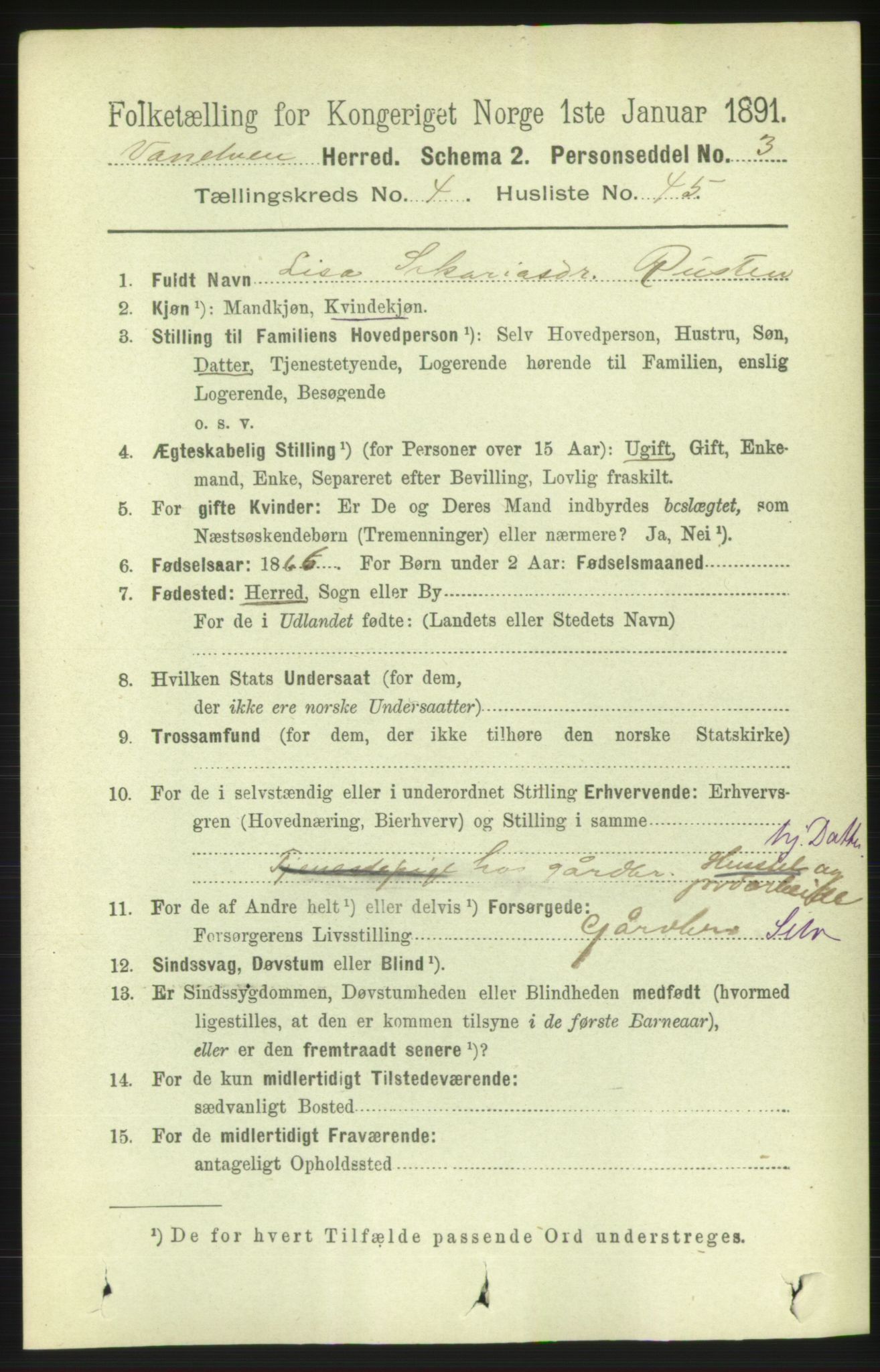 RA, 1891 census for 1511 Vanylven, 1891, p. 2094