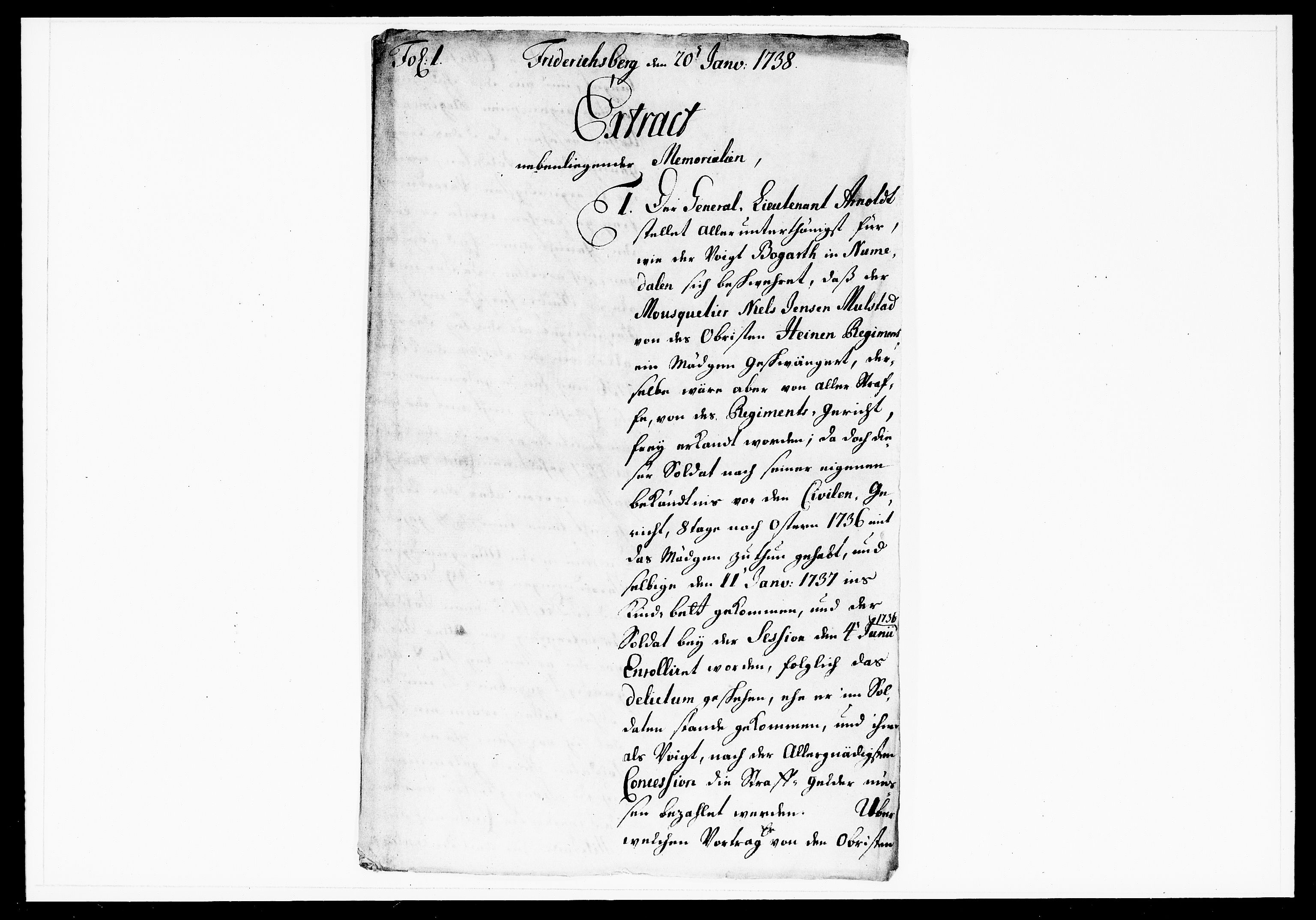 Krigskollegiet, Krigskancelliet, DRA/A-0006/-/1143-1150: Refererede sager, 1738, p. 30