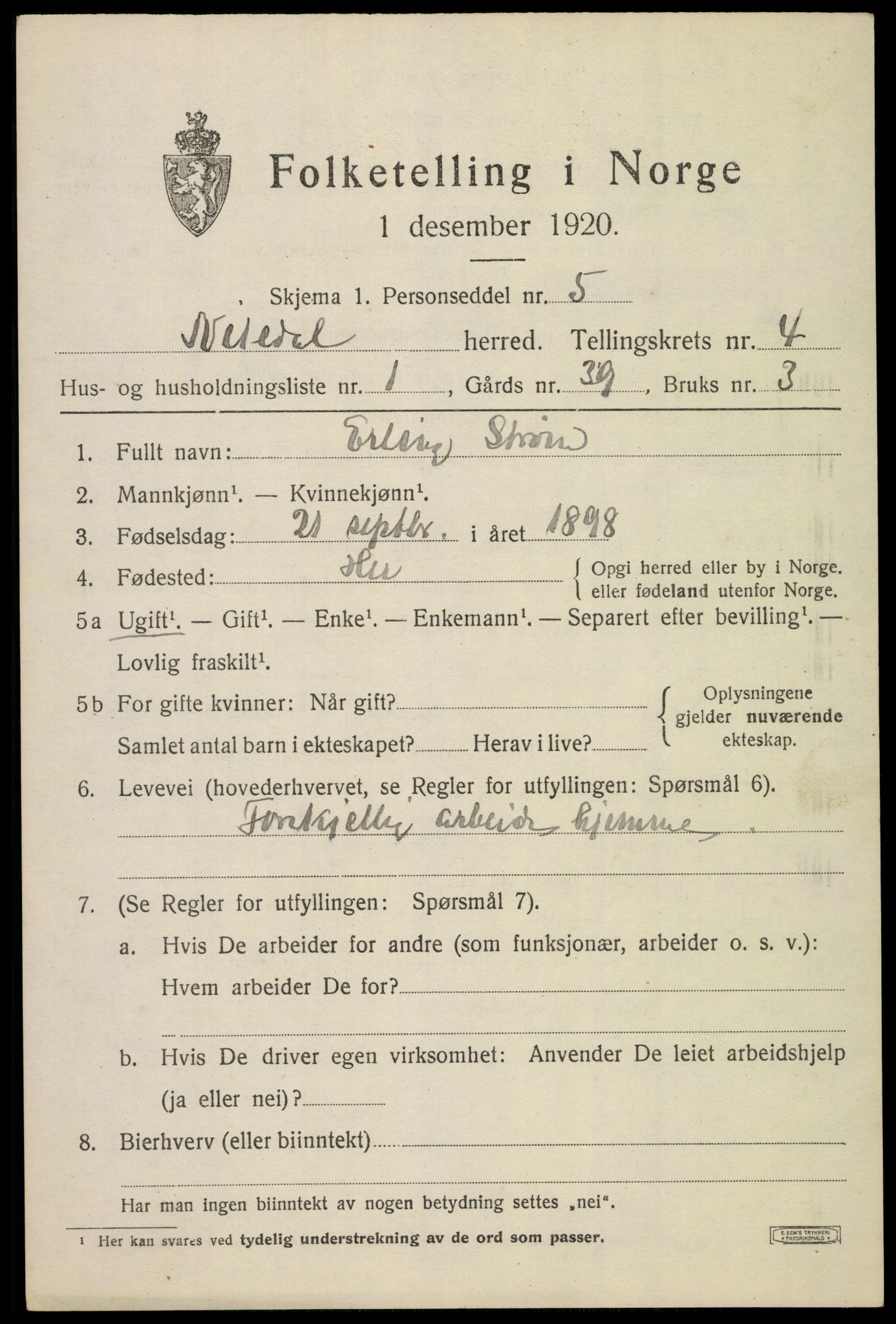 SAO, 1920 census for Nittedal, 1920, p. 5052