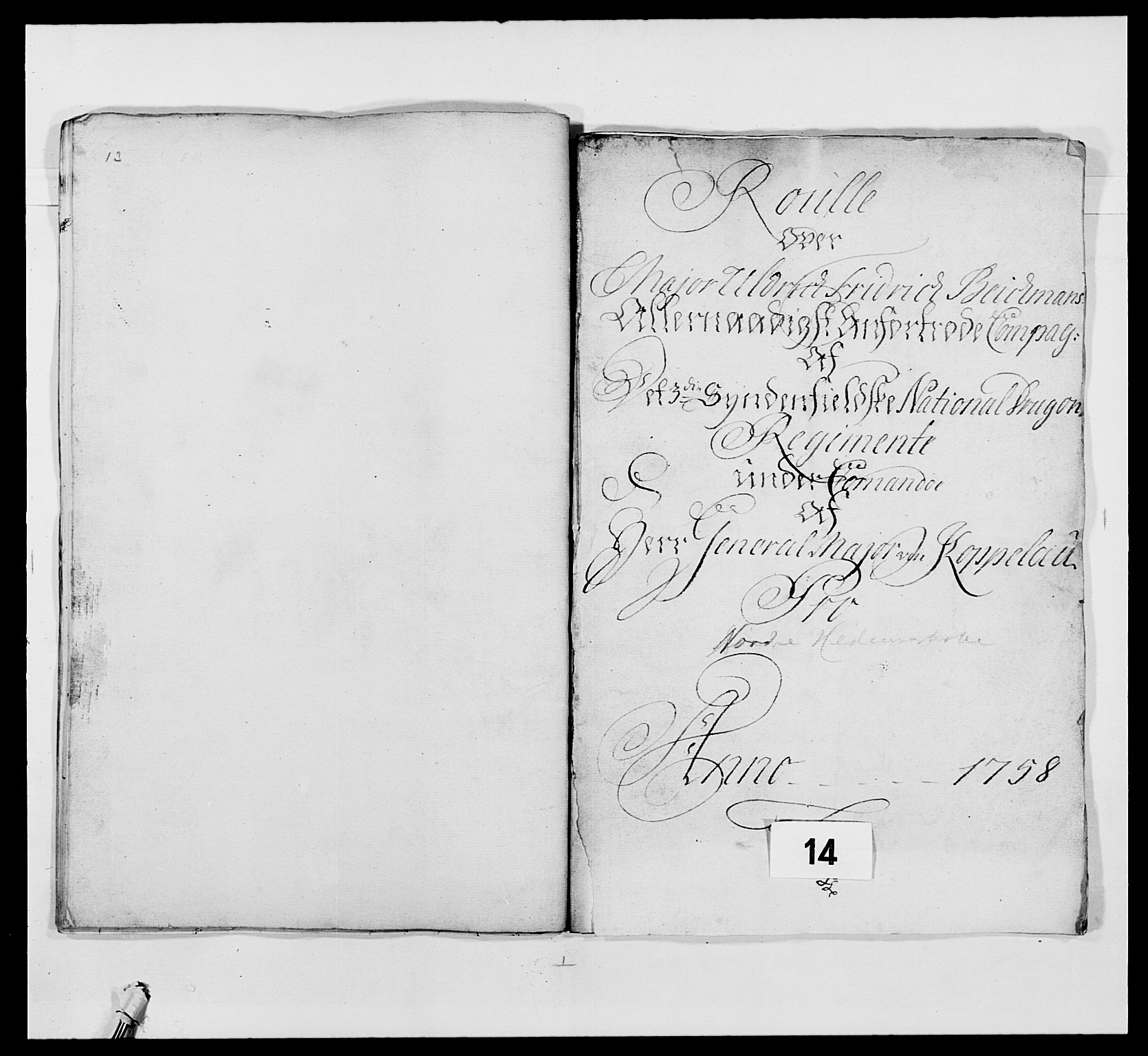 Kommanderende general (KG I) med Det norske krigsdirektorium, RA/EA-5419/E/Ea/L0479: 3. Sønnafjelske dragonregiment, 1756-1760, p. 260