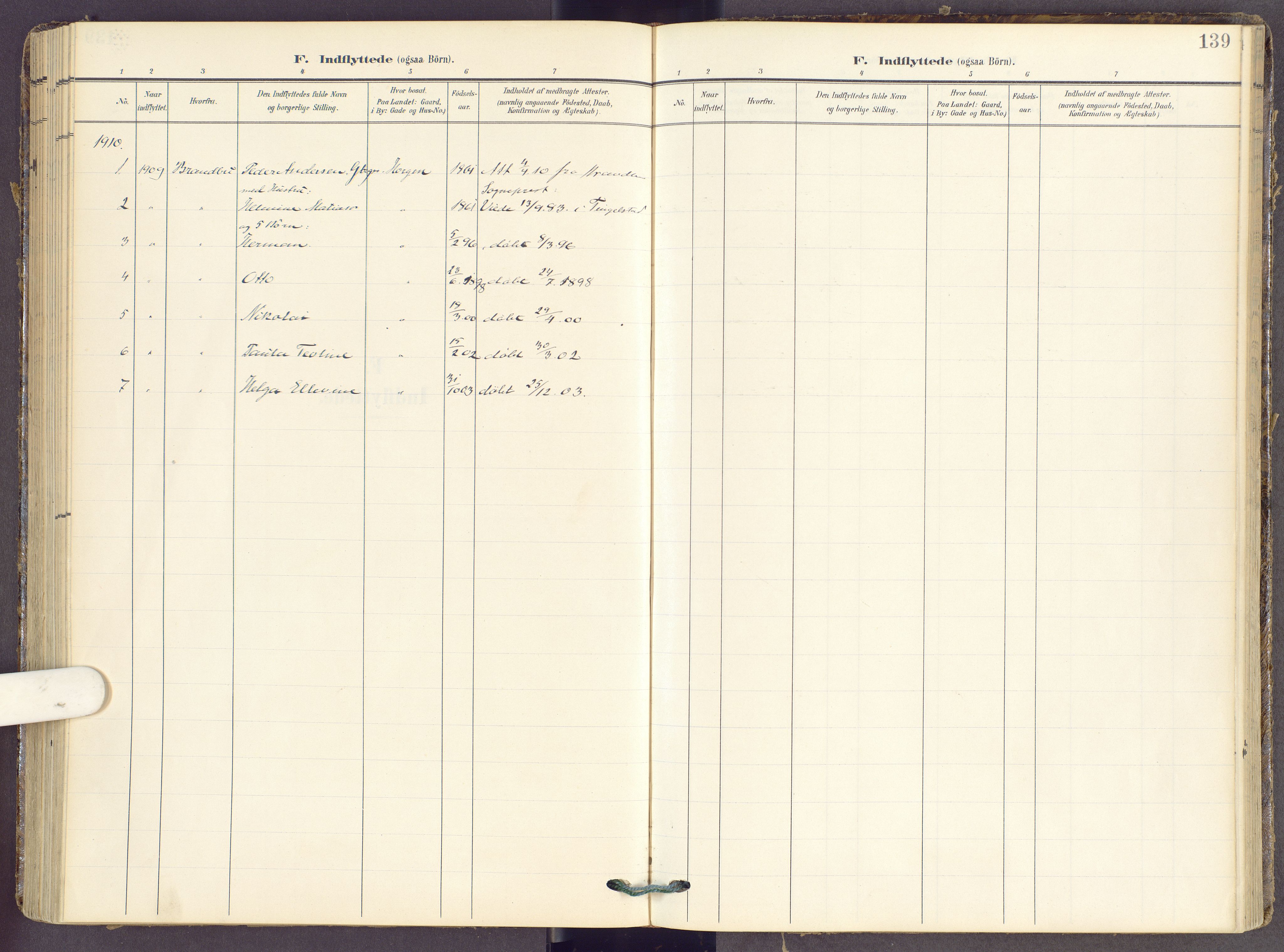 Gran prestekontor, AV/SAH-PREST-112/H/Ha/Haa/L0022: Parish register (official) no. 22, 1908-1918, p. 139