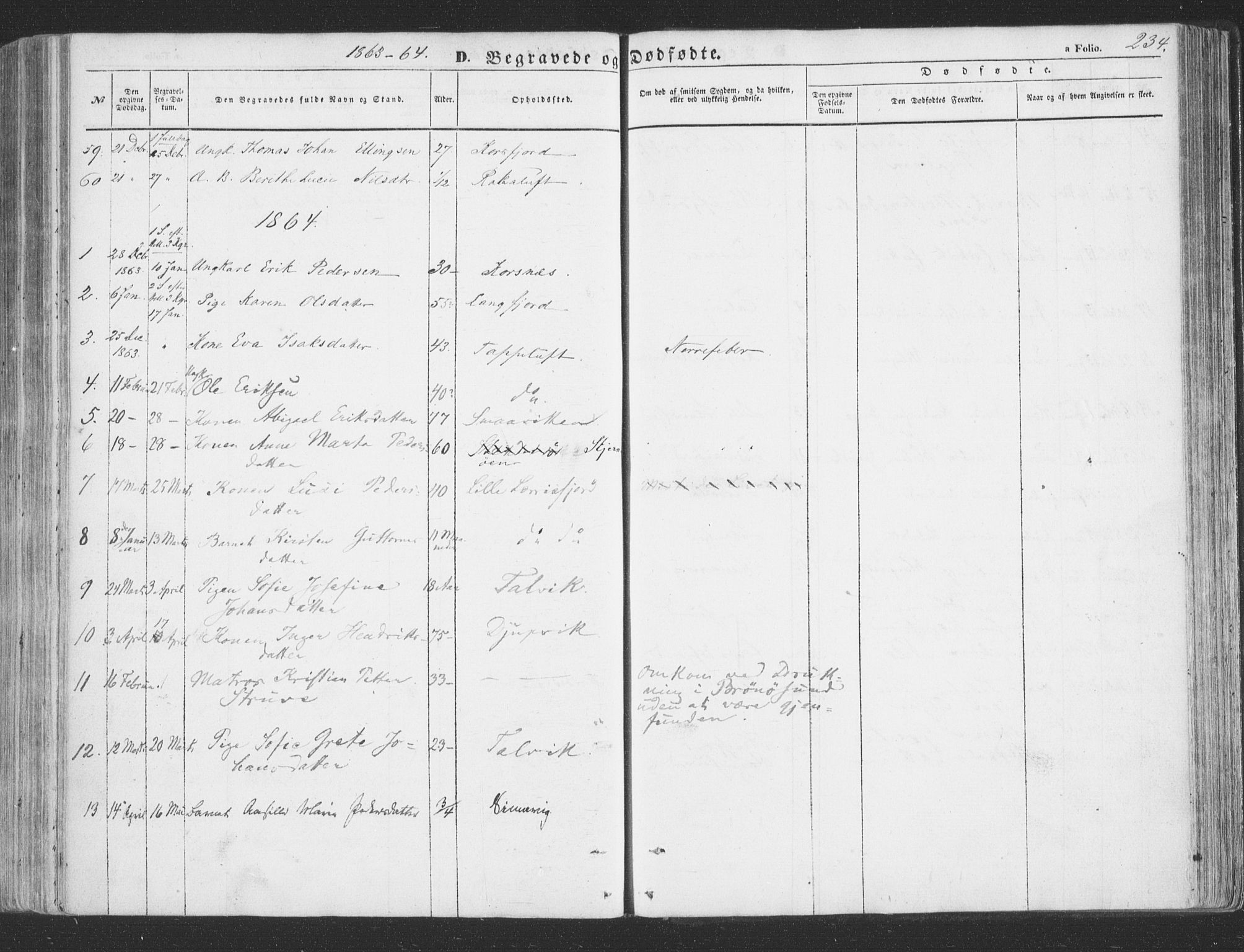 Talvik sokneprestkontor, AV/SATØ-S-1337/H/Ha/L0010kirke: Parish register (official) no. 10, 1852-1864, p. 234