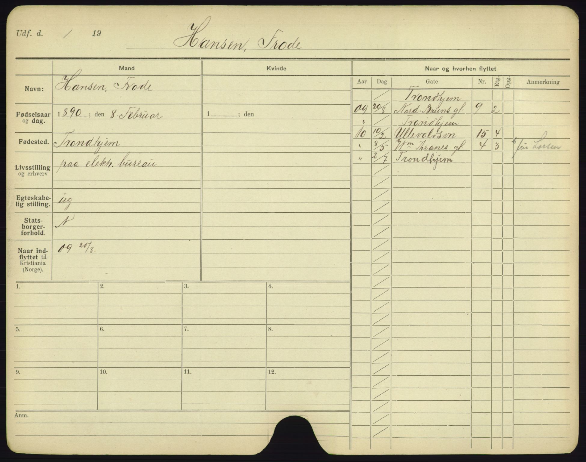 Oslo folkeregister, Registerkort, AV/SAO-A-11715/F/Fa/Fac/L0004: Menn, 1906-1914, p. 6a