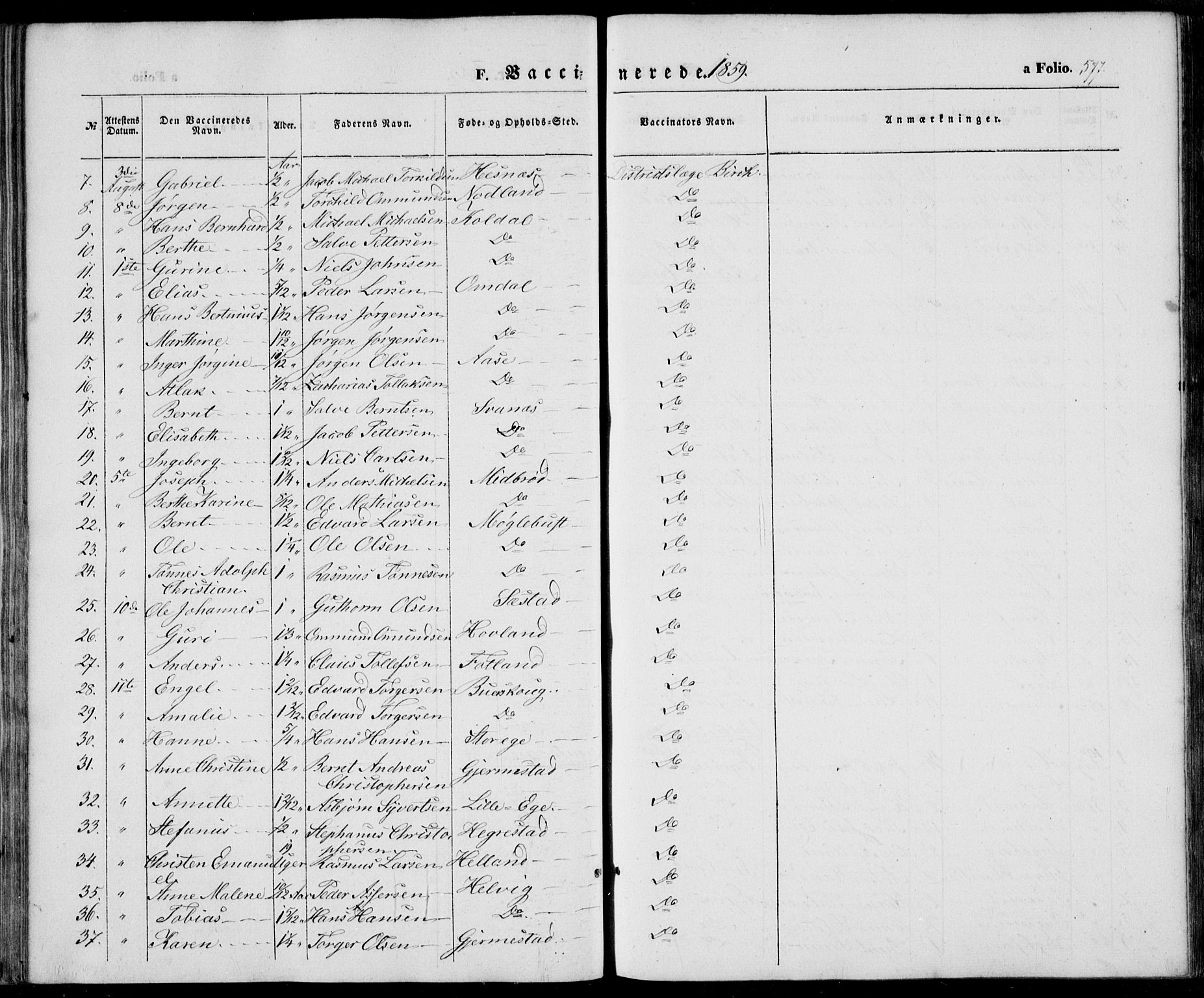 Eigersund sokneprestkontor, SAST/A-101807/S08/L0013: Parish register (official) no. A 12.2, 1850-1865, p. 577