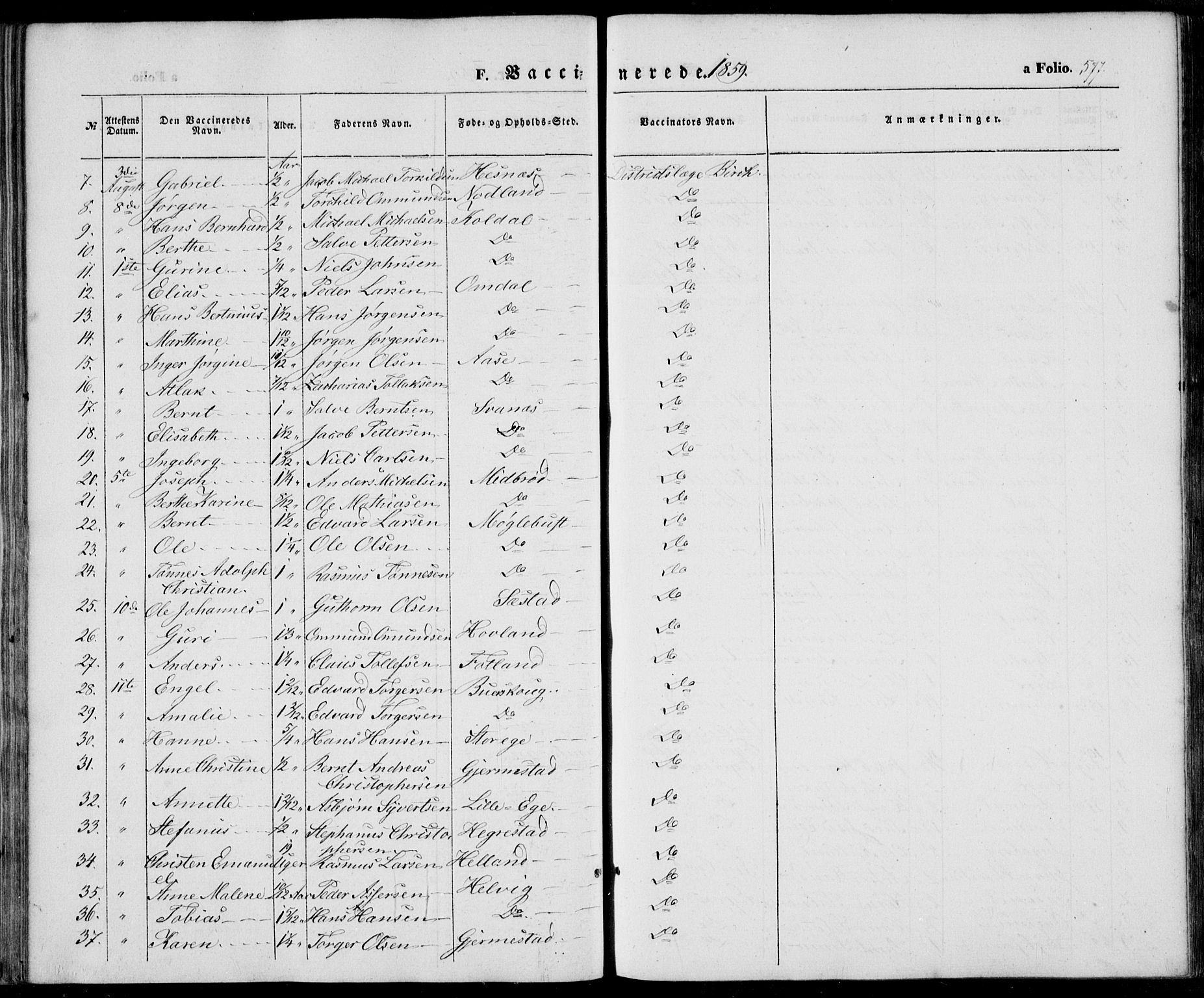 Eigersund sokneprestkontor, AV/SAST-A-101807/S08/L0013: Parish register (official) no. A 12.2, 1850-1865, p. 577