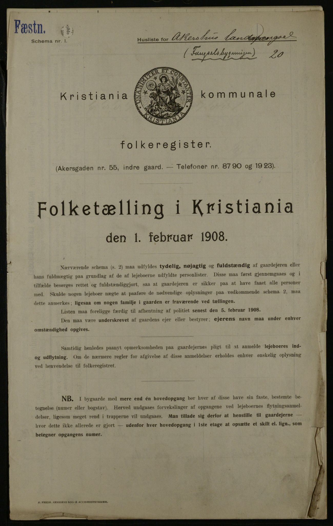 OBA, Municipal Census 1908 for Kristiania, 1908, p. 834