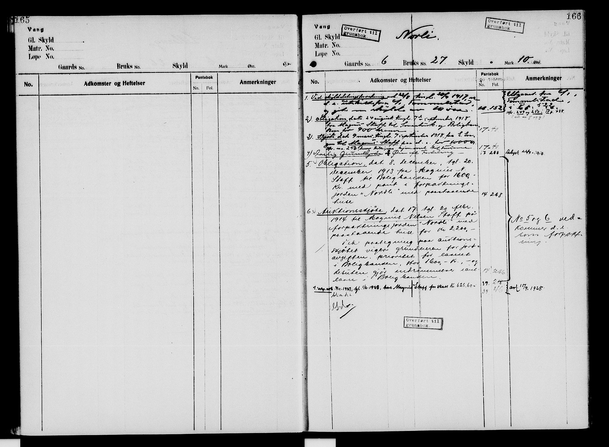 Nord-Hedmark sorenskriveri, SAH/TING-012/H/Ha/Had/Hade/L0005: Mortgage register no. 4.5, 1916-1940, p. 165-166