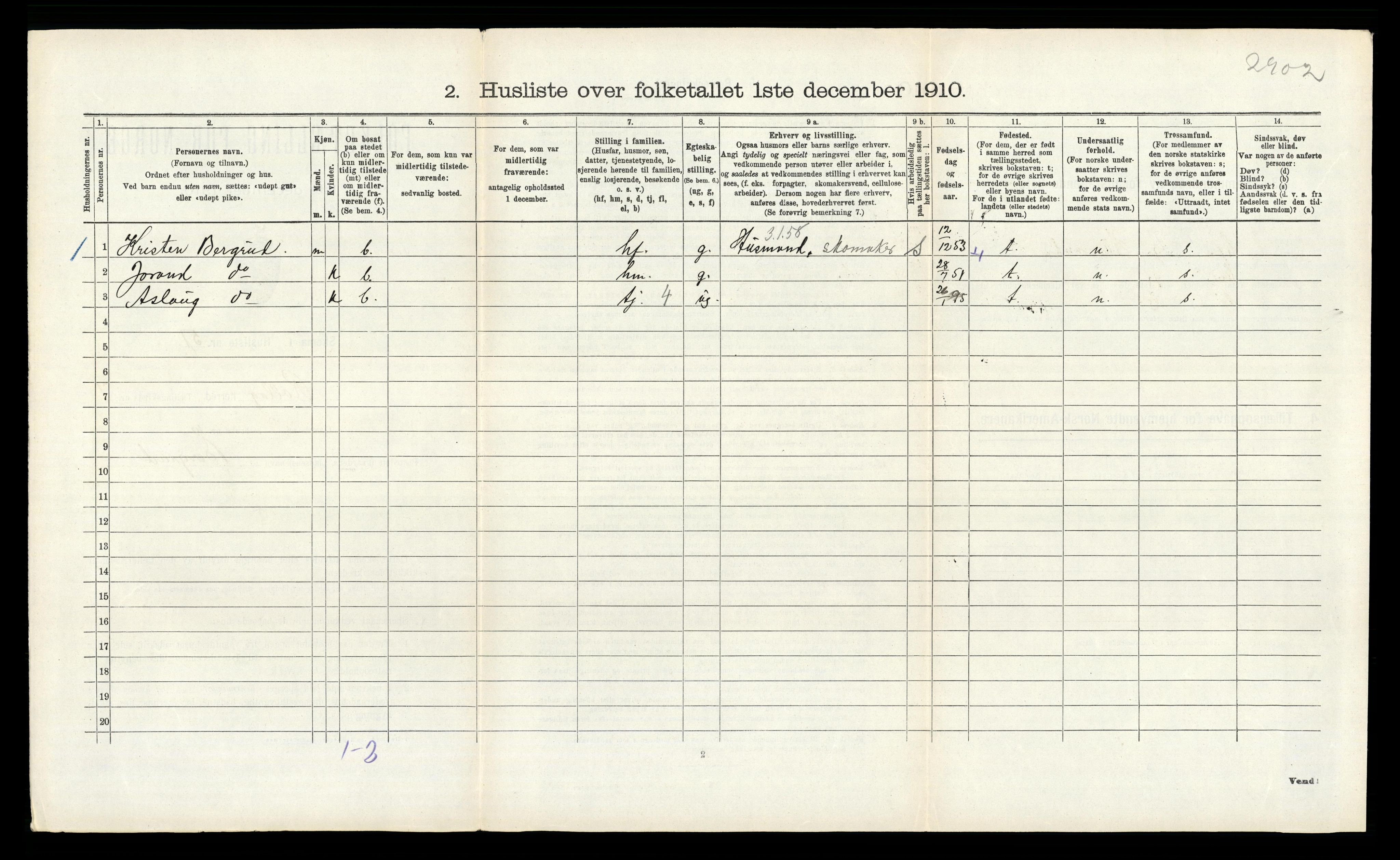 RA, 1910 census for Rollag, 1910, p. 458