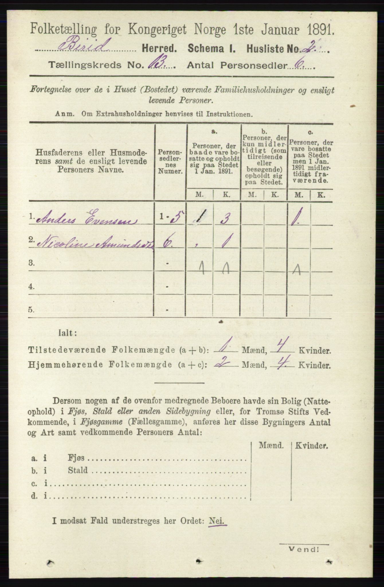 RA, 1891 census for 0525 Biri, 1891, p. 5250