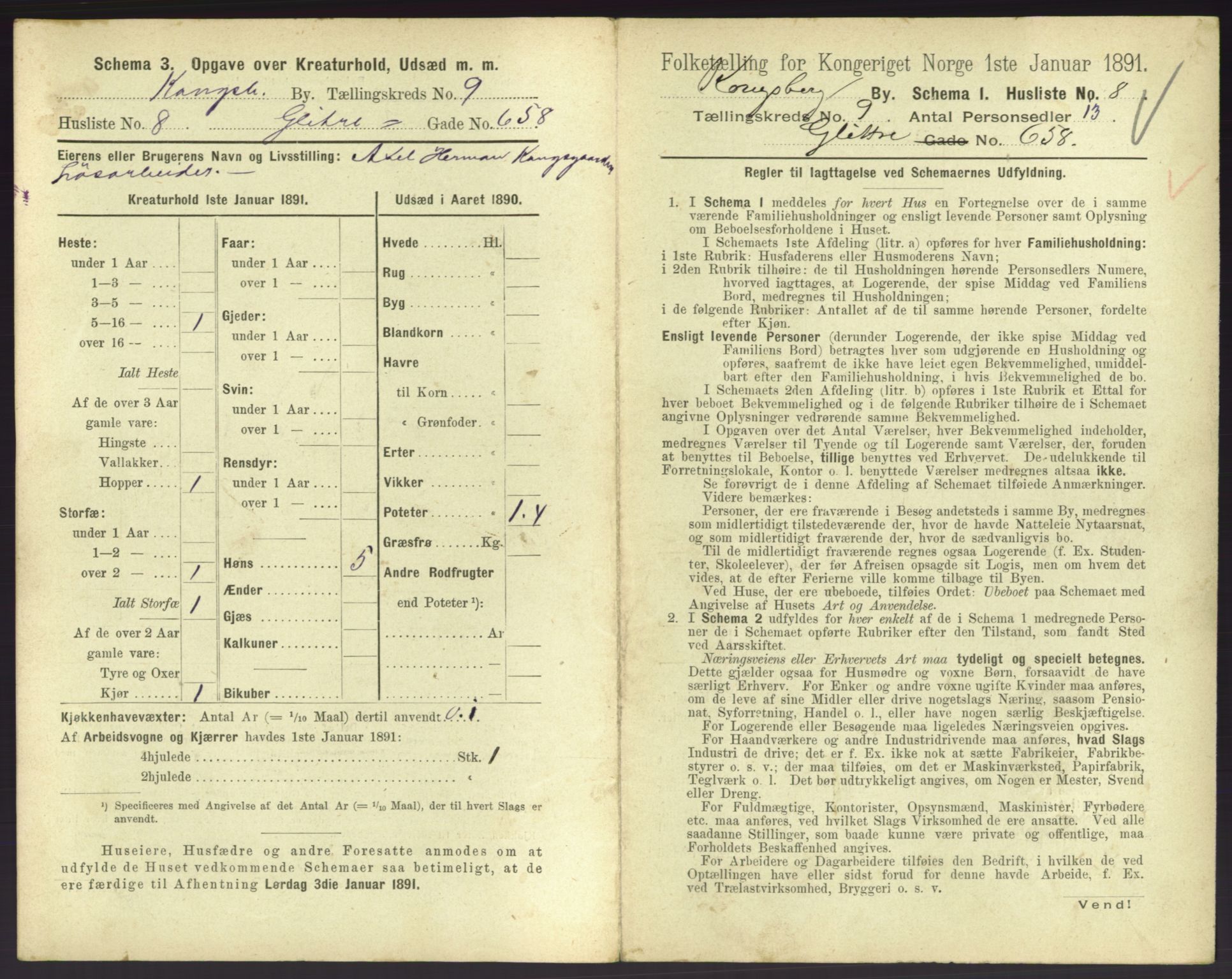 RA, 1891 census for 0604 Kongsberg, 1891, p. 1235