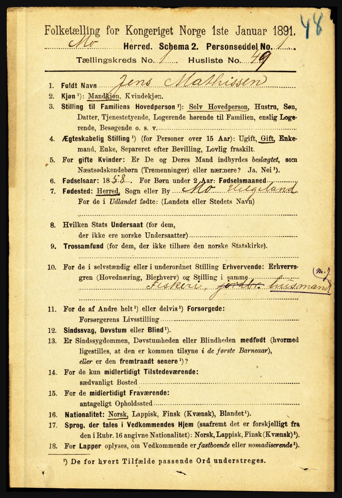 RA, 1891 census for 1833 Mo, 1891, p. 425