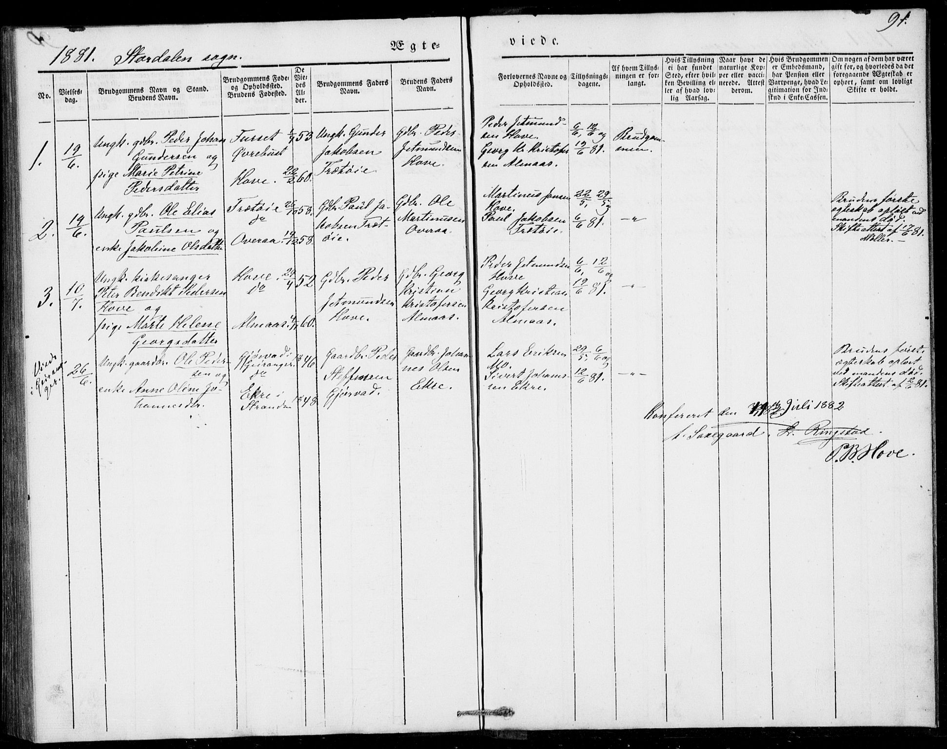 Ministerialprotokoller, klokkerbøker og fødselsregistre - Møre og Romsdal, AV/SAT-A-1454/520/L0276: Parish register (official) no. 520A06, 1844-1881, p. 91