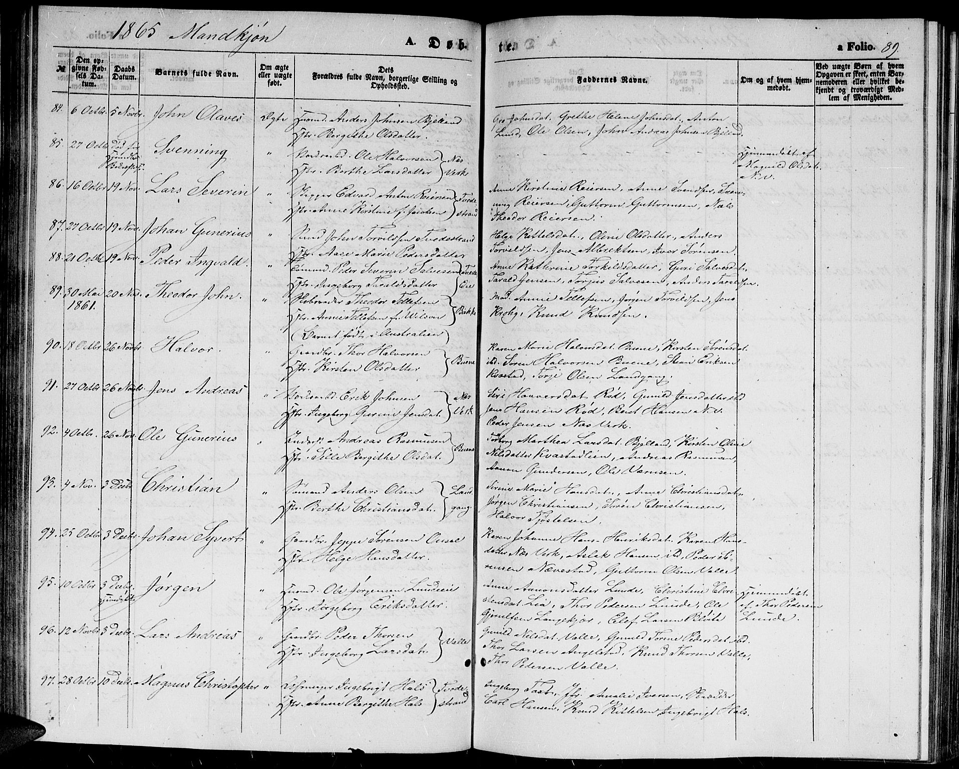 Holt sokneprestkontor, AV/SAK-1111-0021/F/Fb/L0008: Parish register (copy) no. B 8, 1858-1871, p. 89