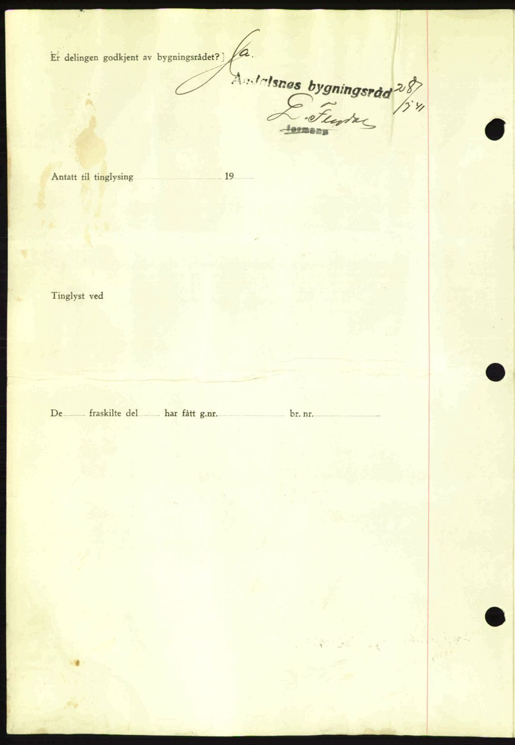 Romsdal sorenskriveri, AV/SAT-A-4149/1/2/2C: Mortgage book no. A12, 1942-1942, Diary no: : 1089/1942