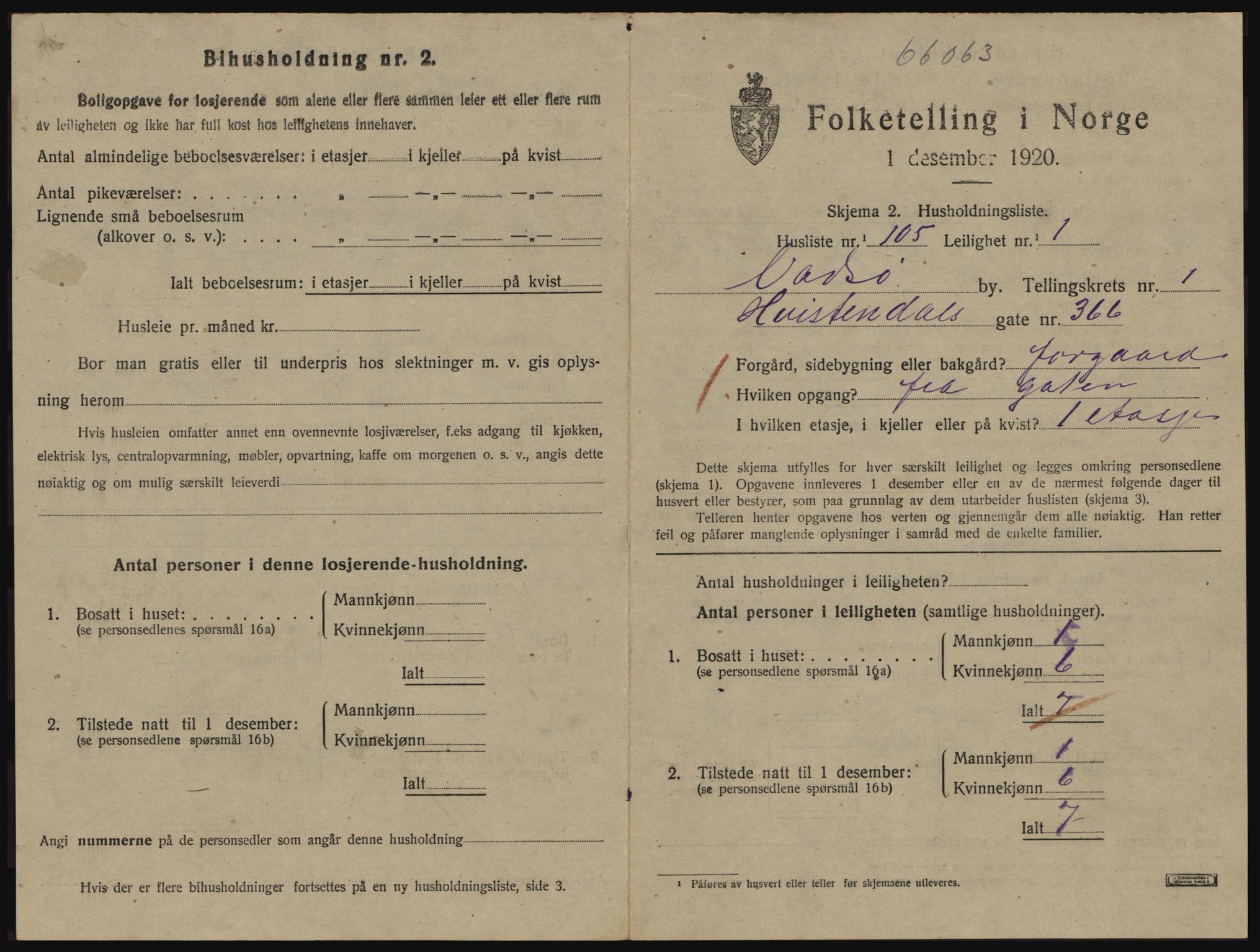 SATØ, 1920 census for Vadsø, 1920, p. 860