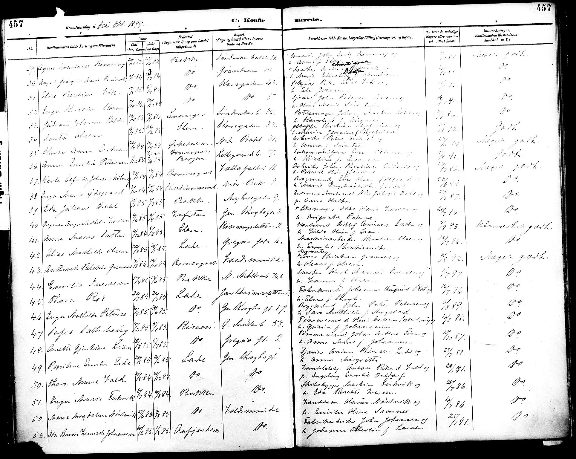 Ministerialprotokoller, klokkerbøker og fødselsregistre - Sør-Trøndelag, AV/SAT-A-1456/604/L0197: Parish register (official) no. 604A18, 1893-1900, p. 457