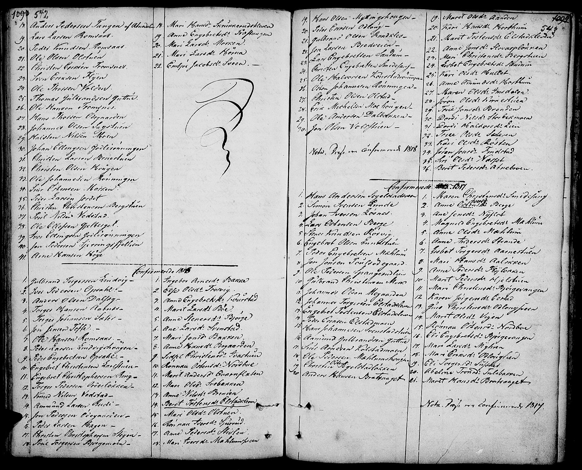 Ringebu prestekontor, AV/SAH-PREST-082/H/Ha/Haa/L0003: Parish register (official) no. 3, 1781-1820, p. 542-543