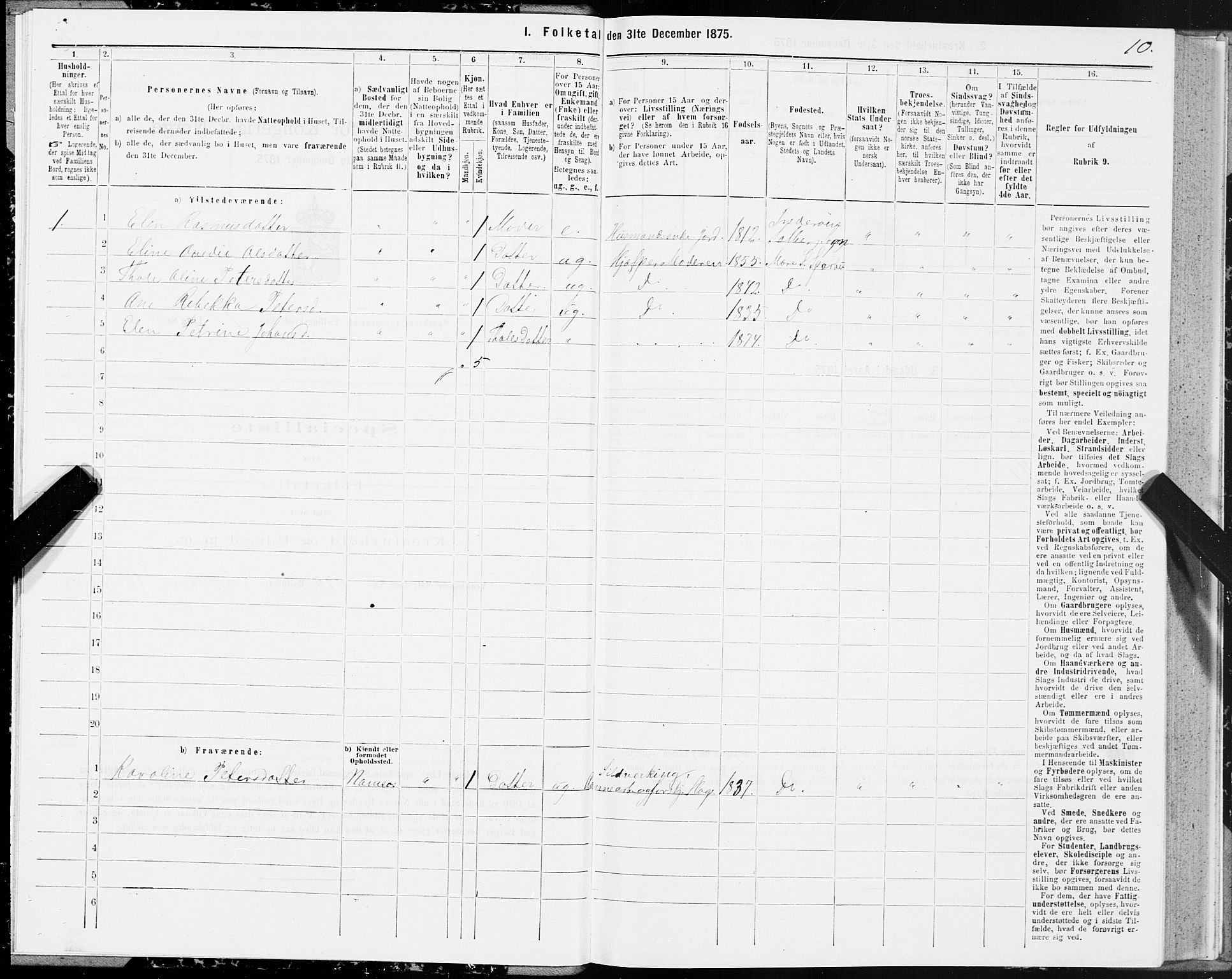 SAT, 1875 census for 1731P Sparbu, 1875, p. 1010