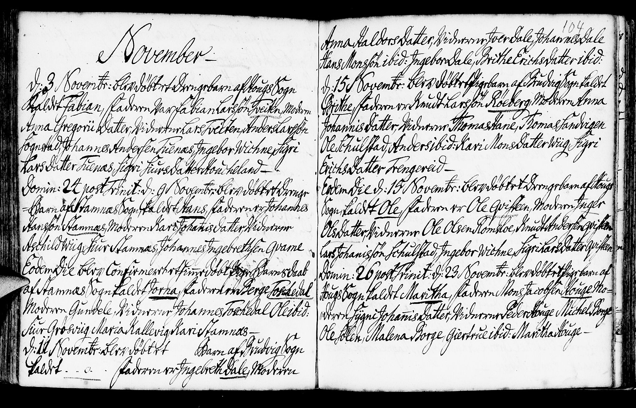 Haus sokneprestembete, AV/SAB-A-75601/H/Haa: Parish register (official) no. A 6, 1748-1758, p. 104