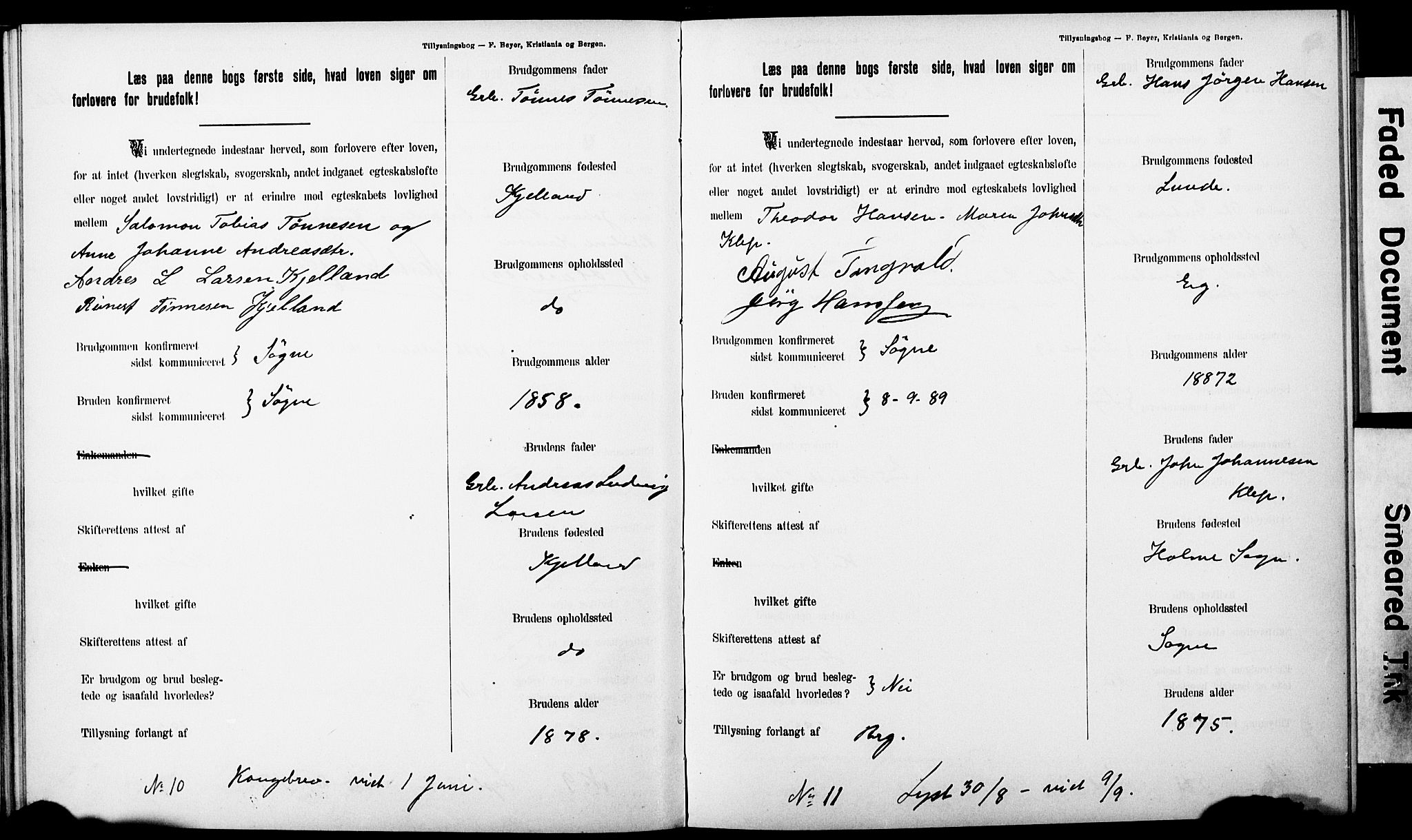 Ullensaker prestekontor Kirkebøker, AV/SAO-A-10236a/H/Ha/L0001: Banns register no. 1, 1892-1910