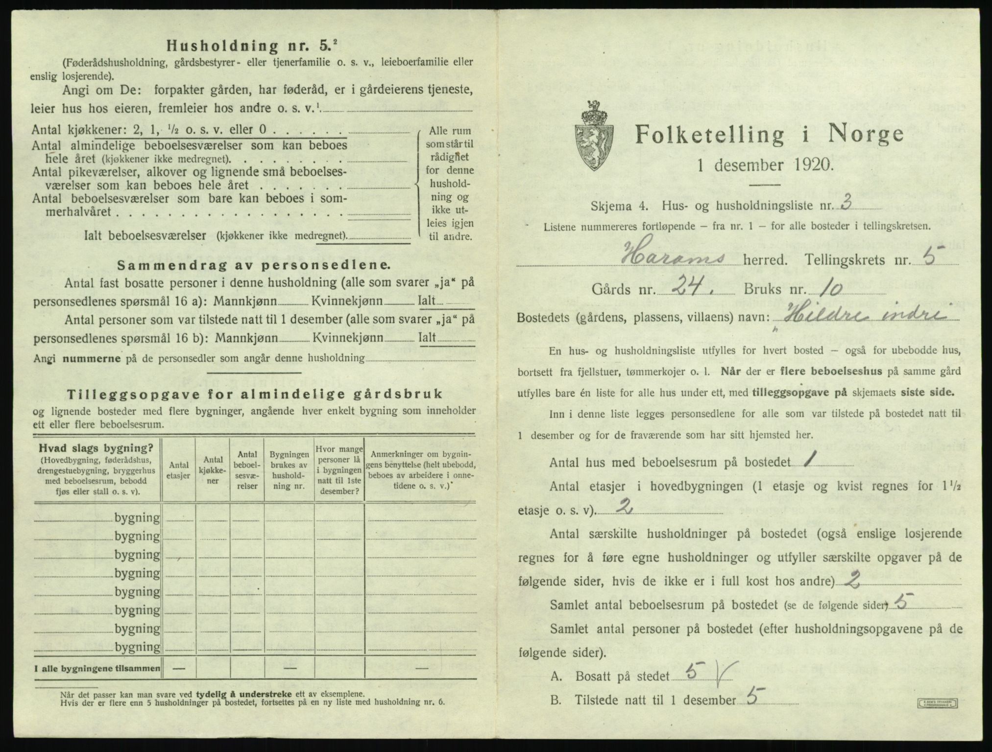 SAT, 1920 census for Haram, 1920, p. 297